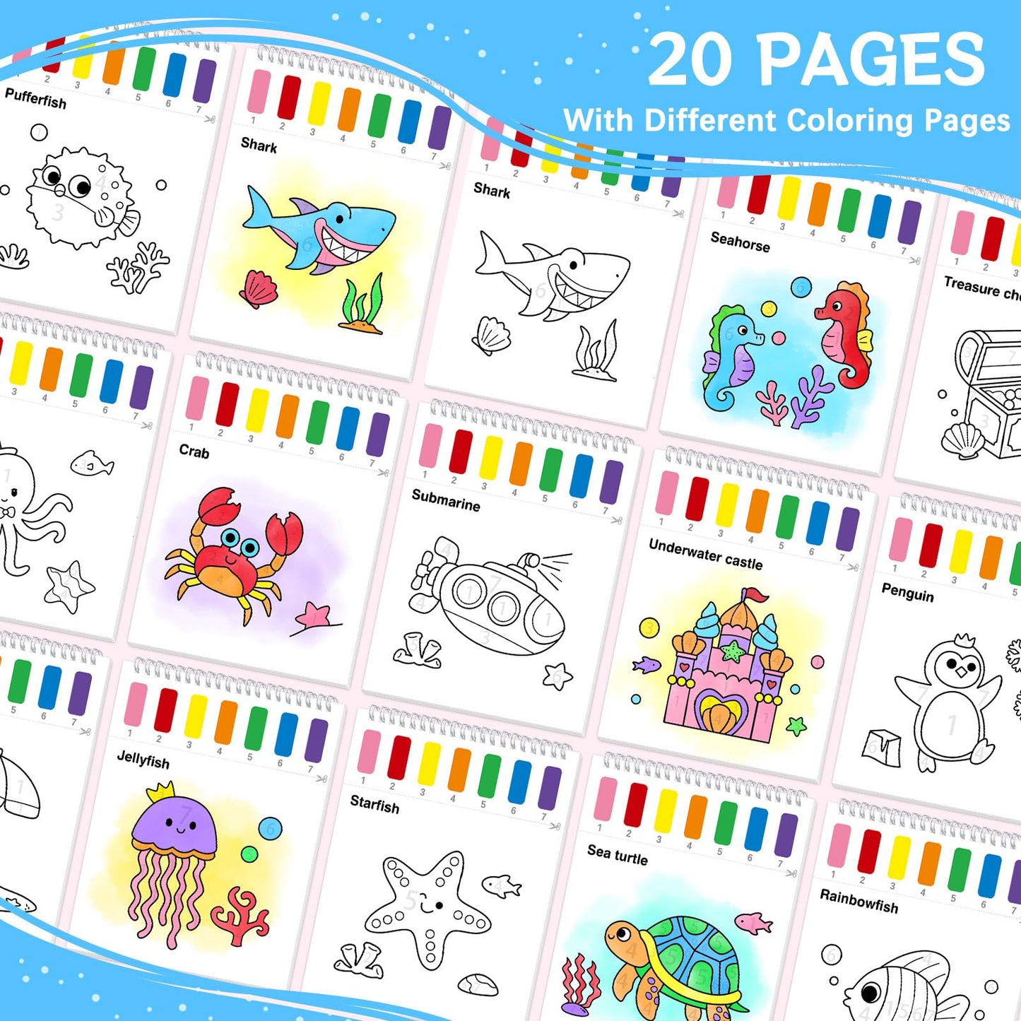 SOCOLER Paint with Water Coloring Books for Toddlers – Sea World Theme, Mess-Free
