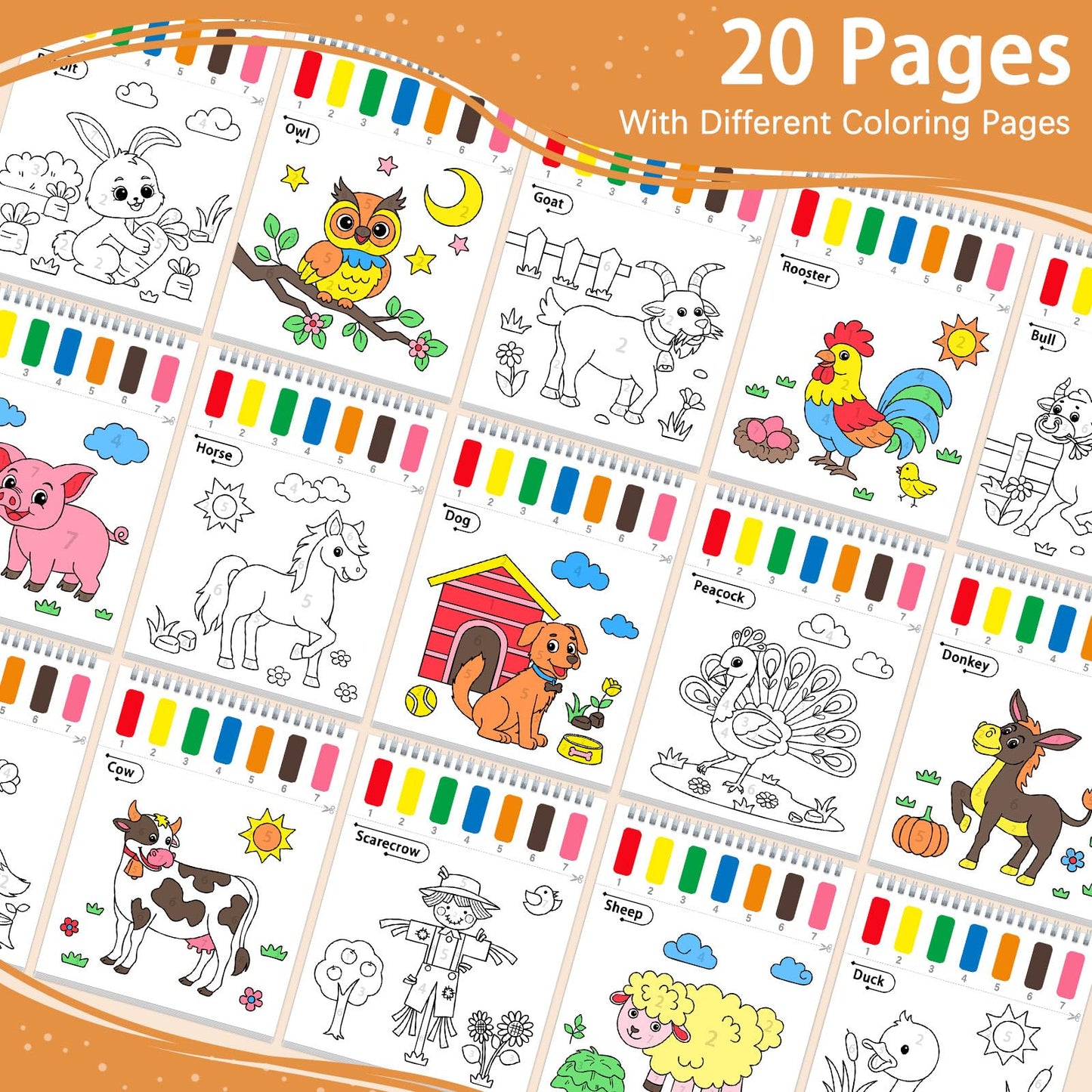 SOCOLER Paint with Water Coloring Books – Farm Theme Mess-Free Watercolor Kit for Kids 1-8