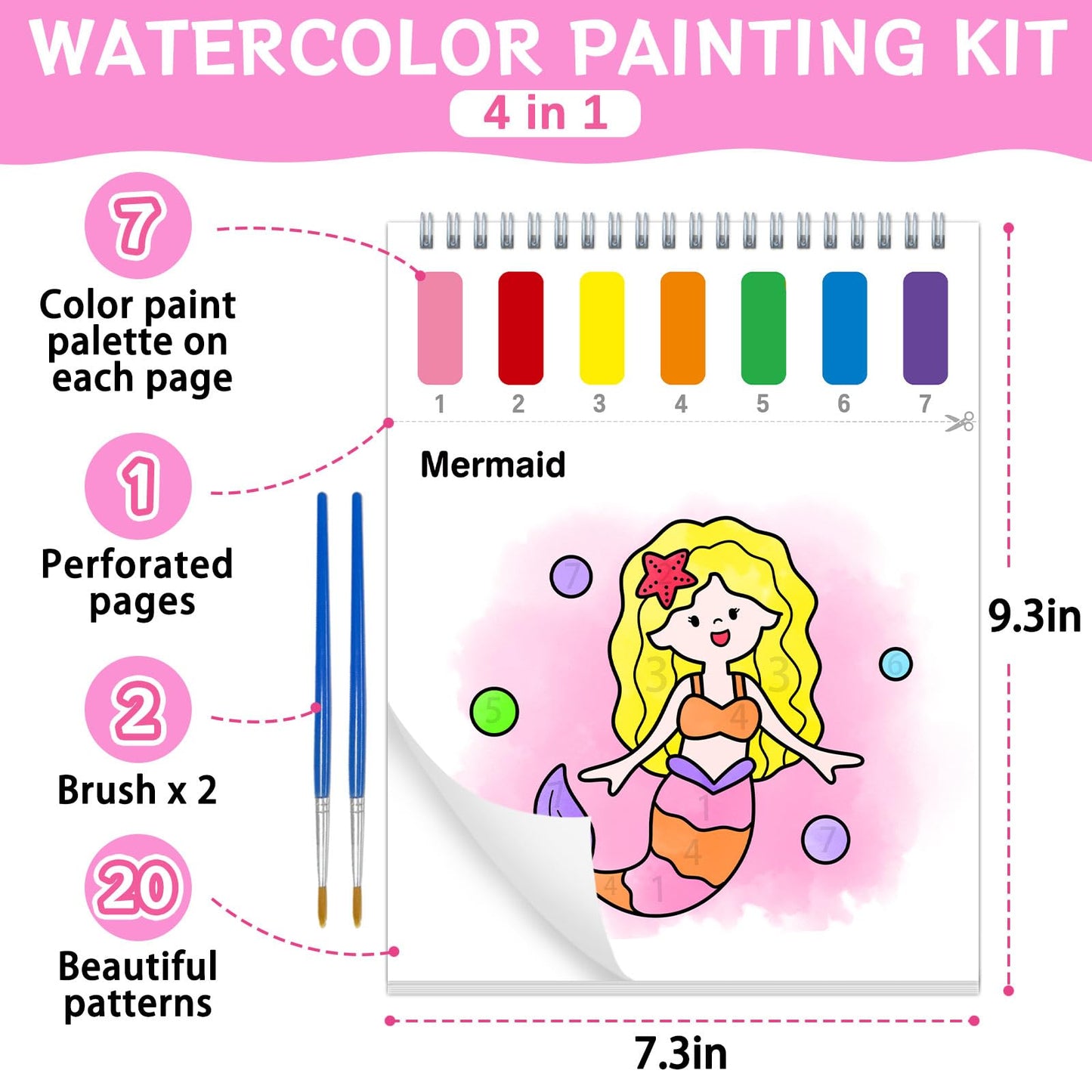 SOCOLER Sea World Water Coloring Book Set for Kids — Mess-Free Watercolor Painting with 2 Brushes (Ages 1-8)