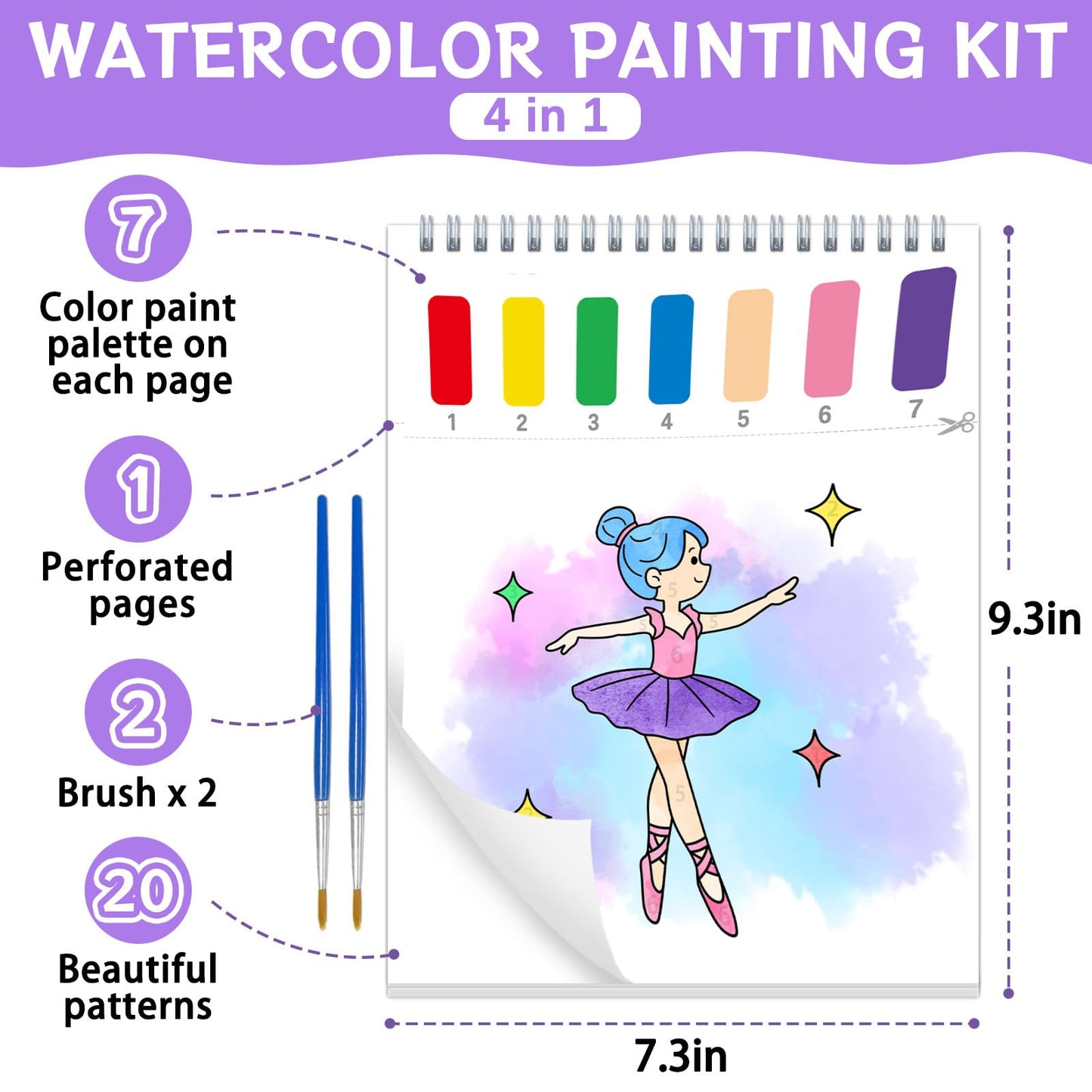 SOCOLER Paint with Water Coloring Books – Mess-Free Kids Kit (Princess & Party)