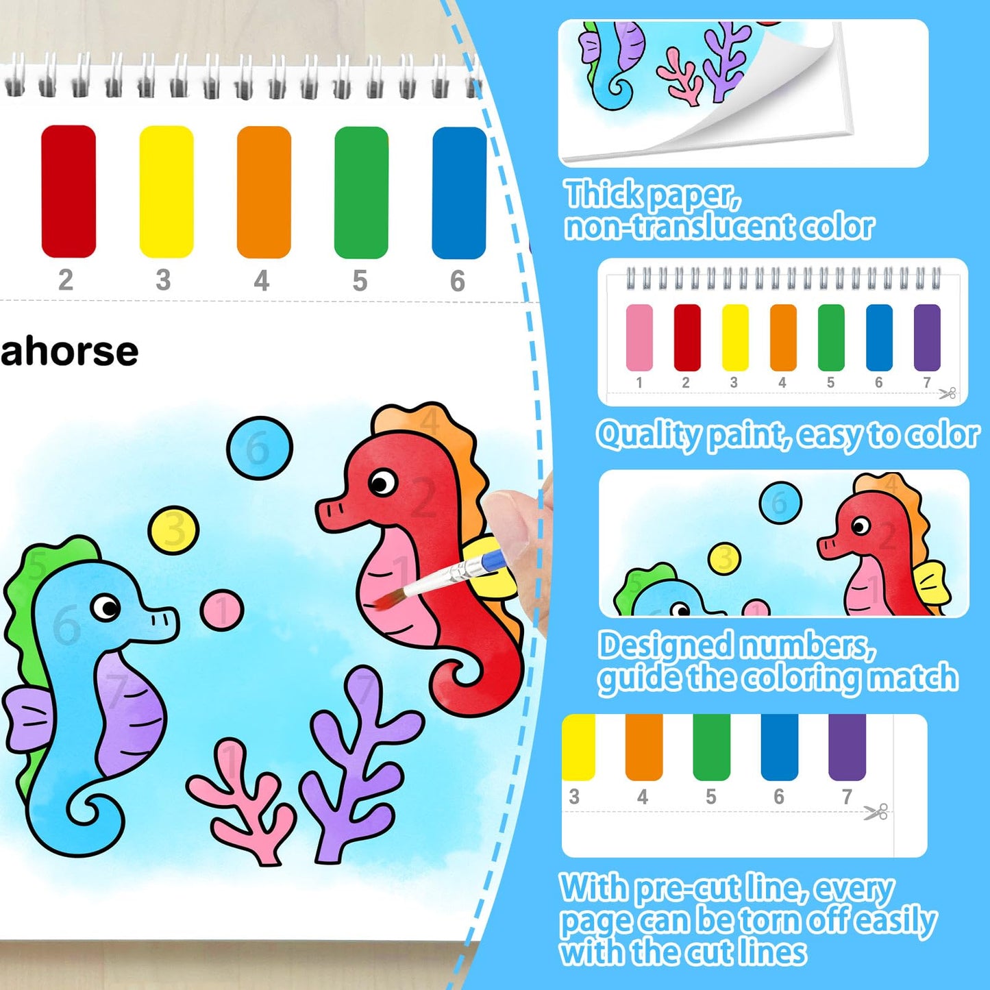 SOCOLER Paint with Water Coloring Books for Toddlers – Sea World Theme, Mess-Free