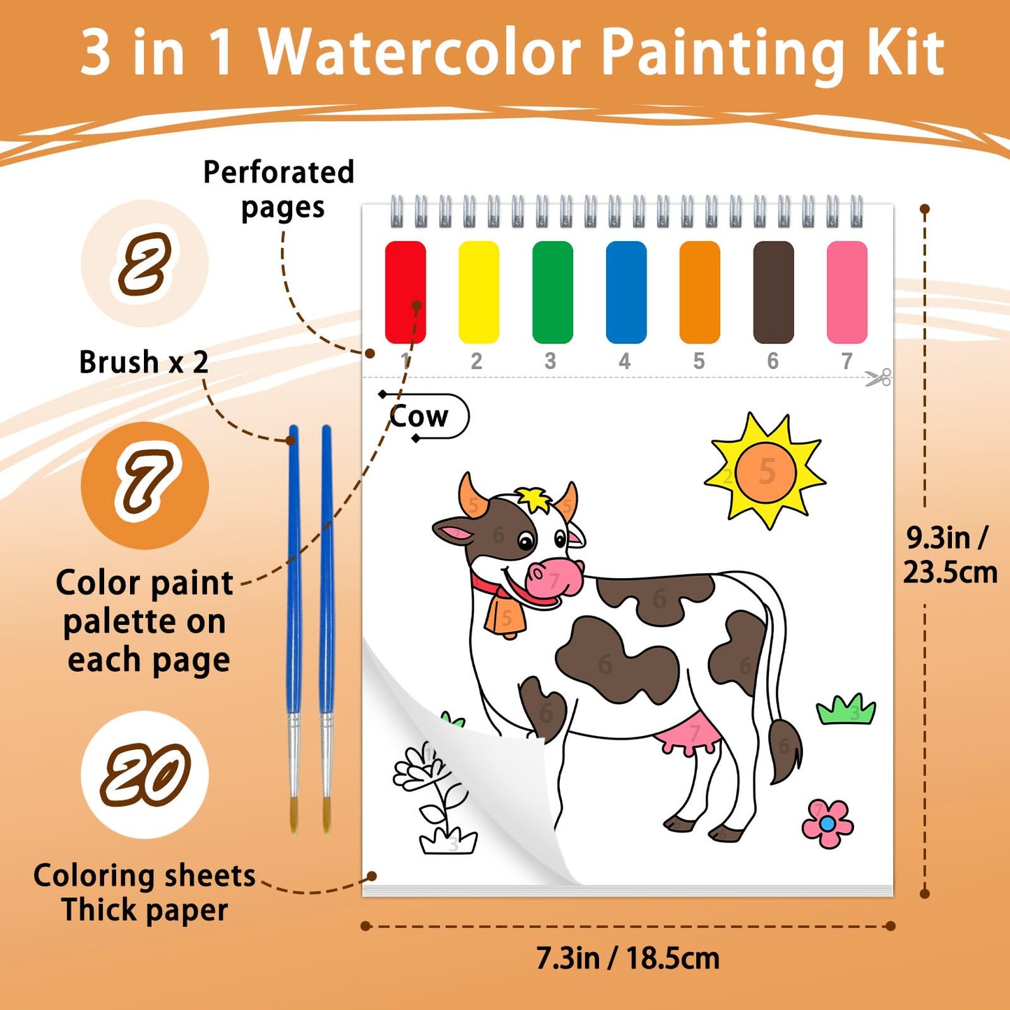 SOCOLER Paint with Water Coloring Books – Farm Theme Mess-Free Watercolor Kit for Kids 1-8