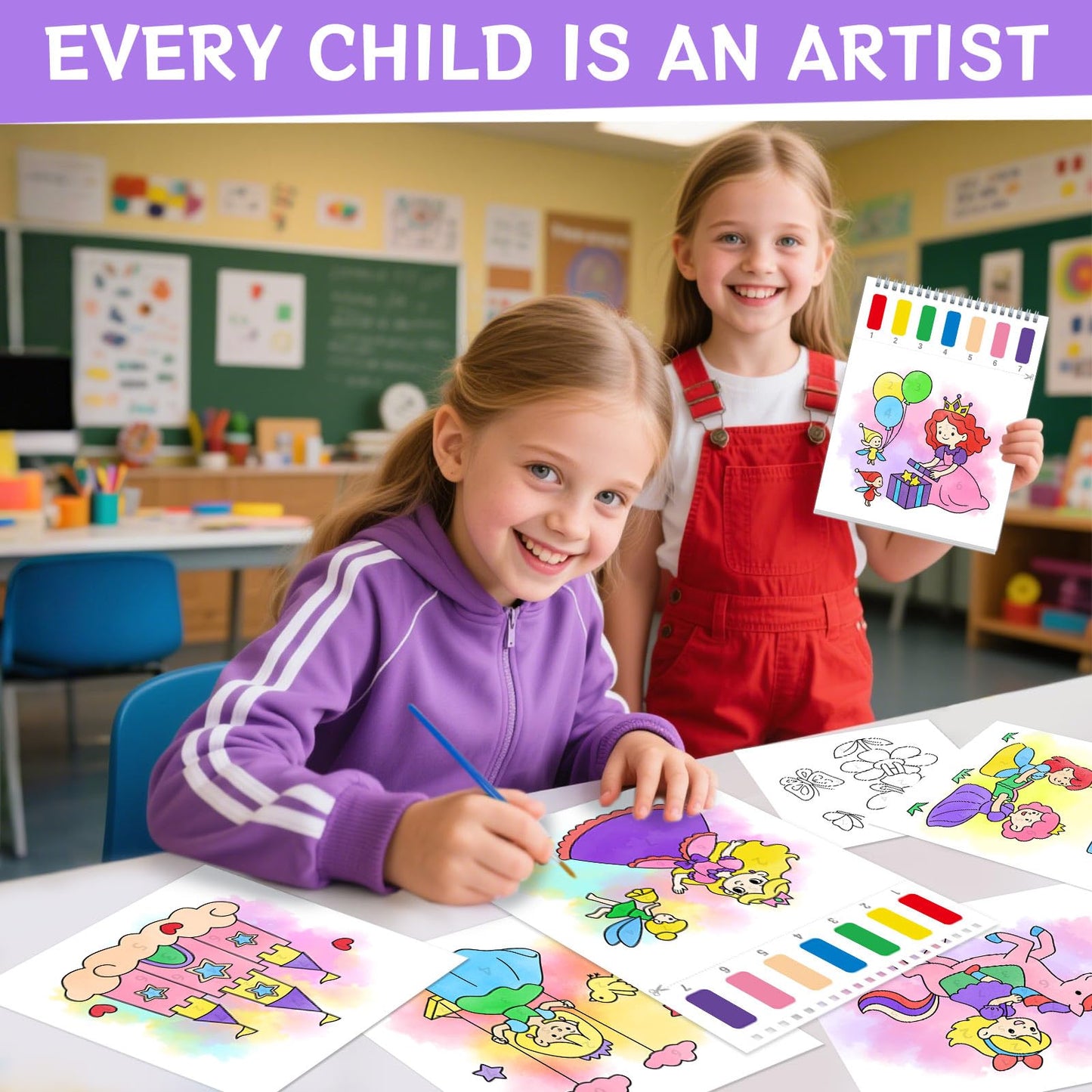 SOCOLER Paint with Water Coloring Books – Mess-Free Kids Kit (Princess & Party)
