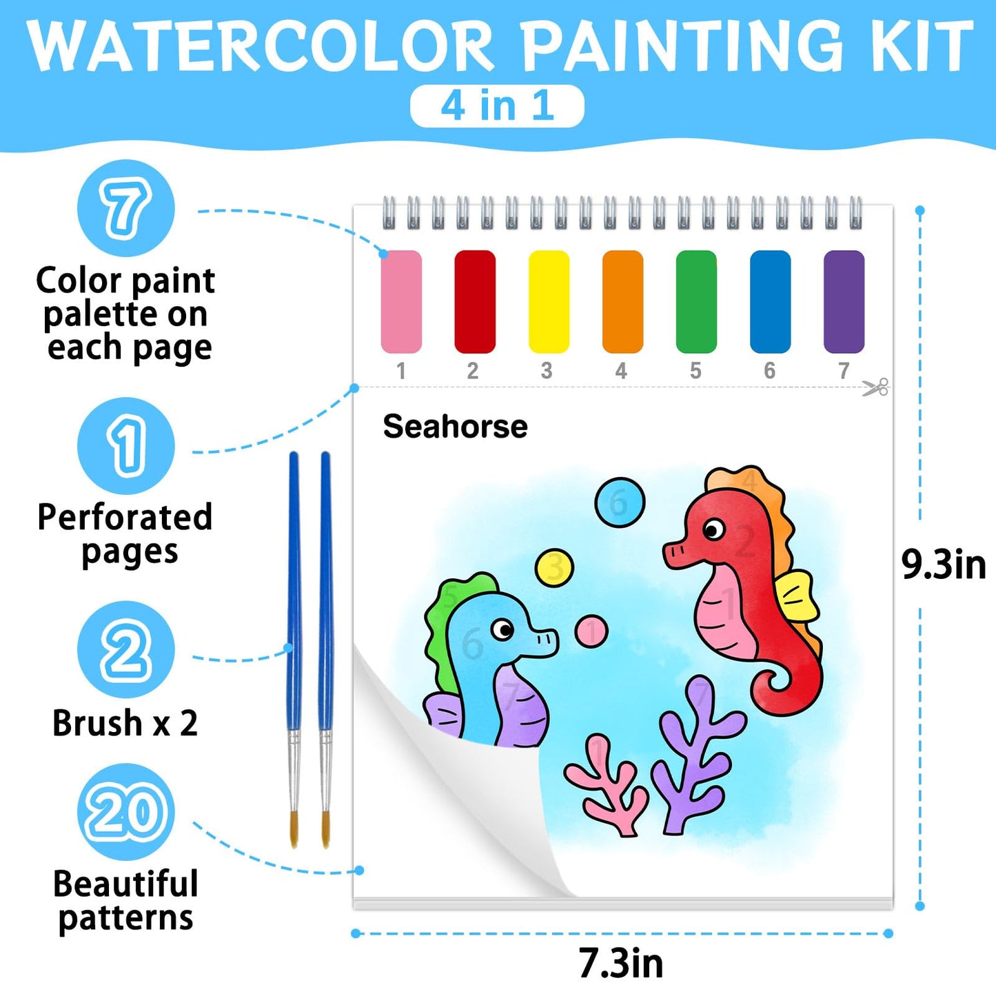 SOCOLER Paint with Water Coloring Books for Toddlers – Sea World Theme, Mess-Free