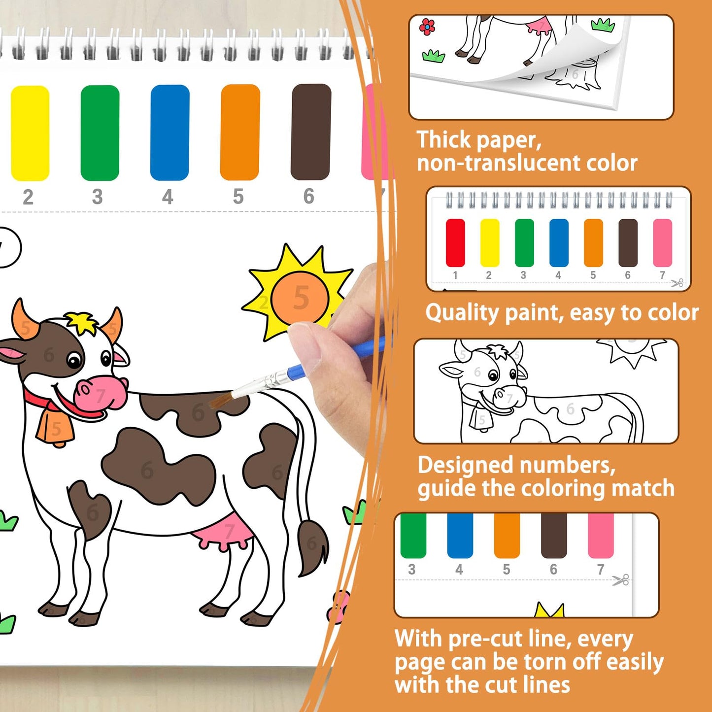 SOCOLER Paint with Water Coloring Books – Farm Theme Mess-Free Watercolor Kit for Kids 1-8