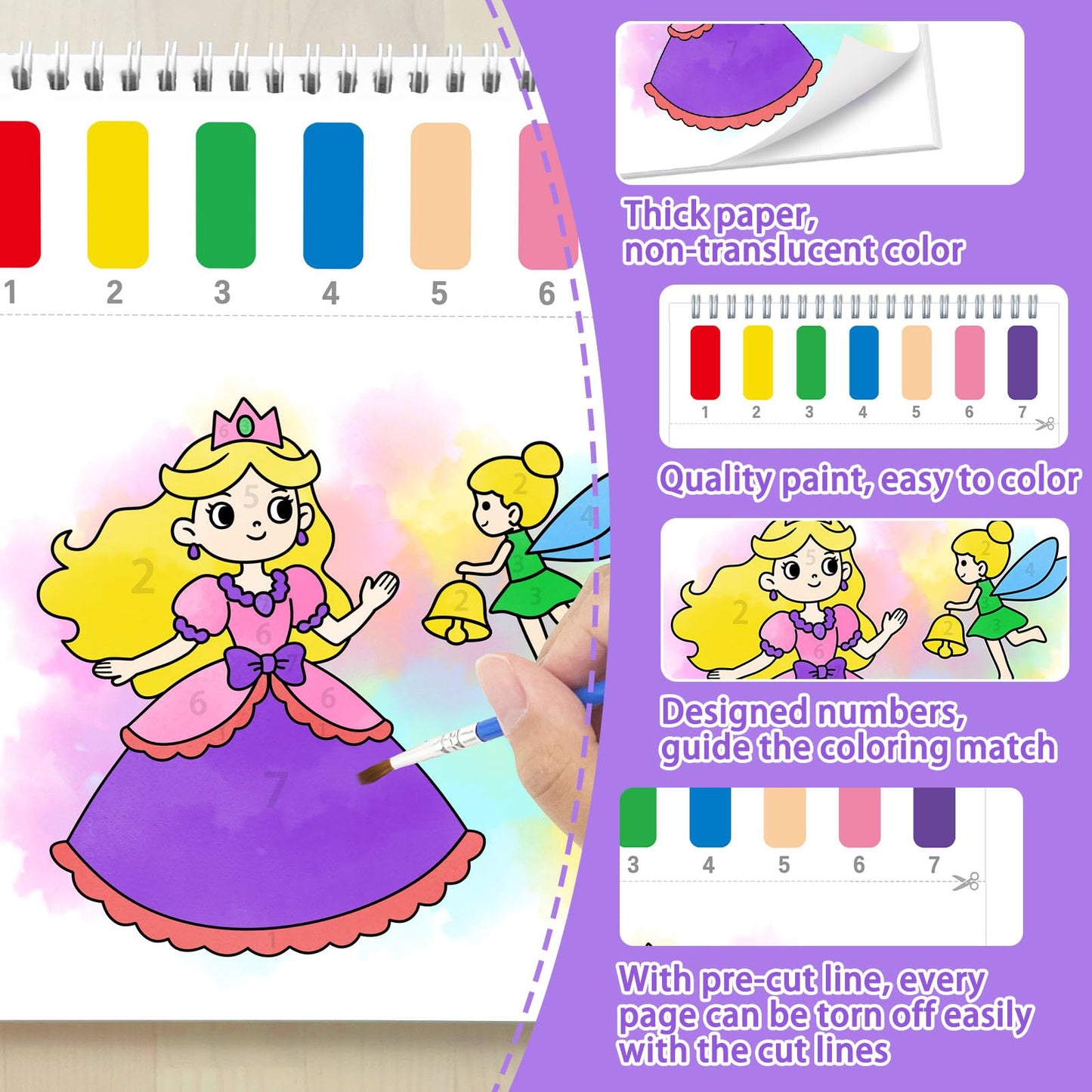 SOCOLER Paint with Water Coloring Books – Mess-Free Kids Kit (Princess & Party)