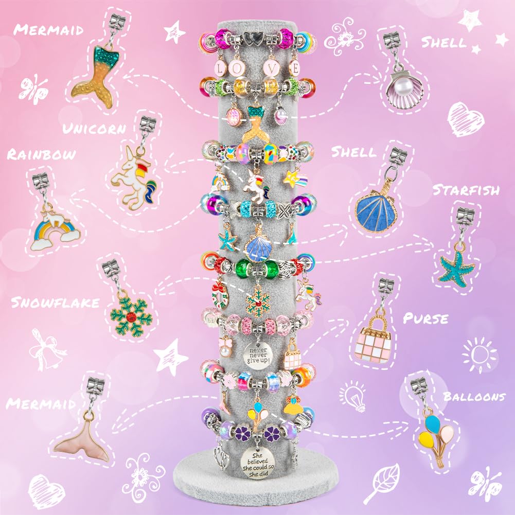 Sofier Charm Bracelet Kit – 125 Charms, 5 Bracelets & 5 Necklaces