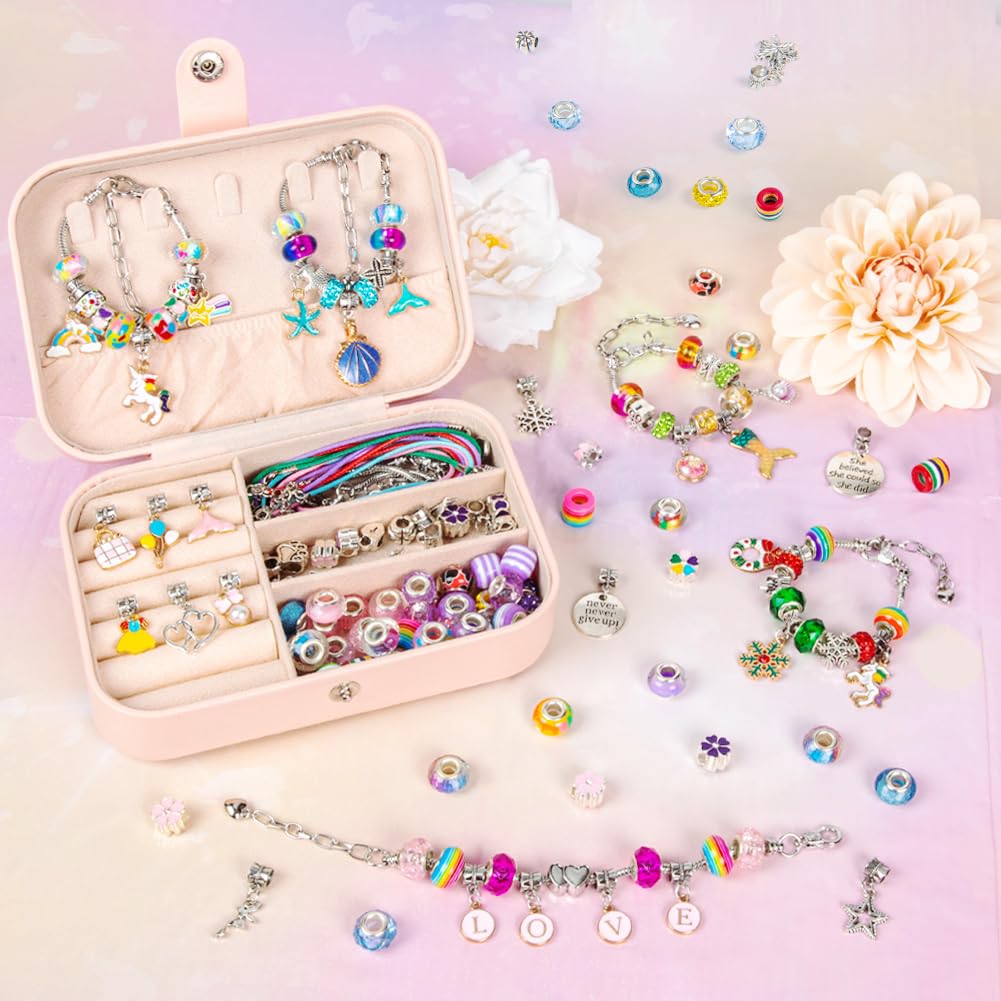 Sofier Charm Bracelet Kit – 125 Charms, 5 Bracelets & 5 Necklaces