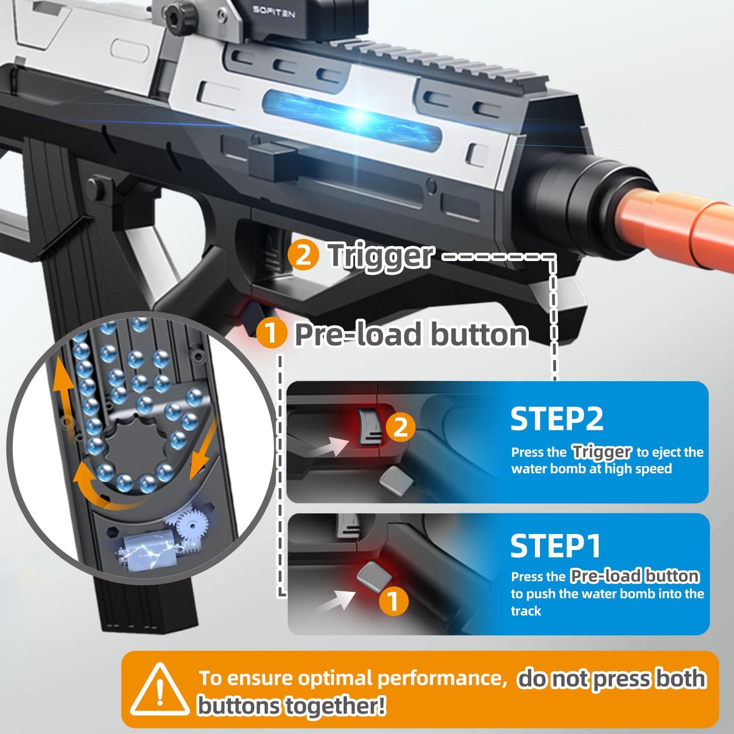SOFITEN Automic Gel Ball Blaster – 180+ FPS, 100 ft Range, 1000-Round Magazine