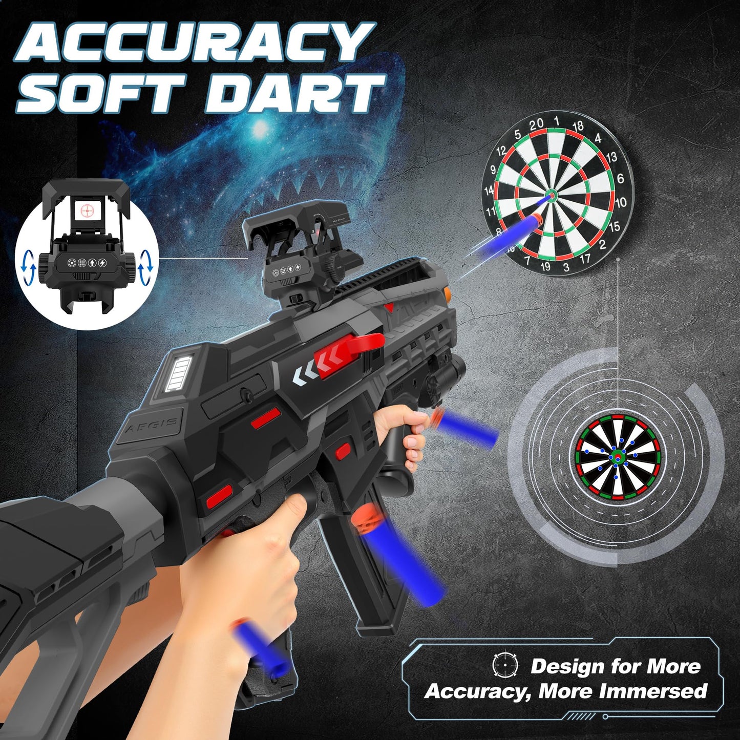 SOFITEN Electric Toy Gun with Adjustable Scope – 3-in-1 Gearbox & LCD Power Display