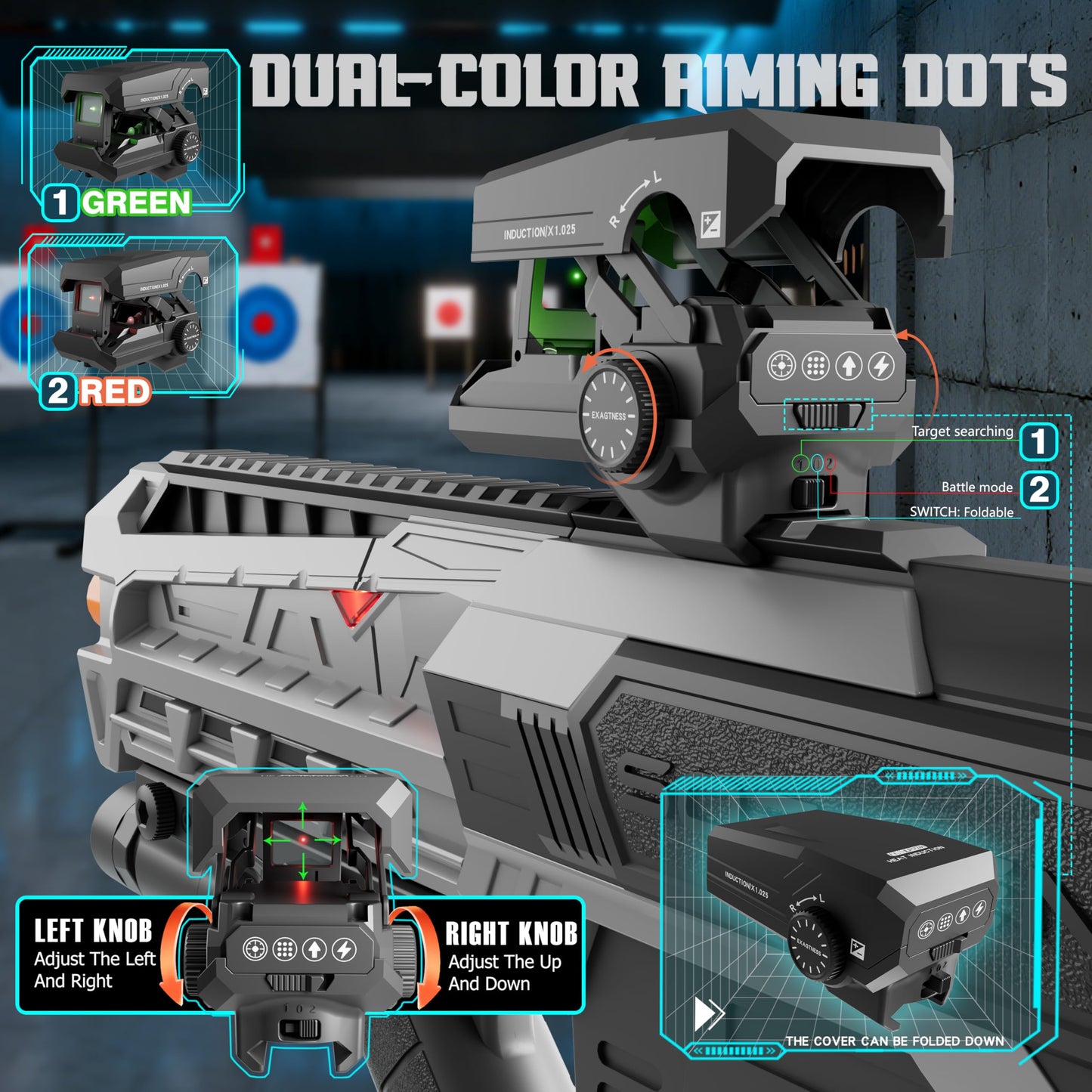 SOFITEN Electric Toy Gun with Adjustable Scope – 3-in-1 Gearbox & LCD Power Display