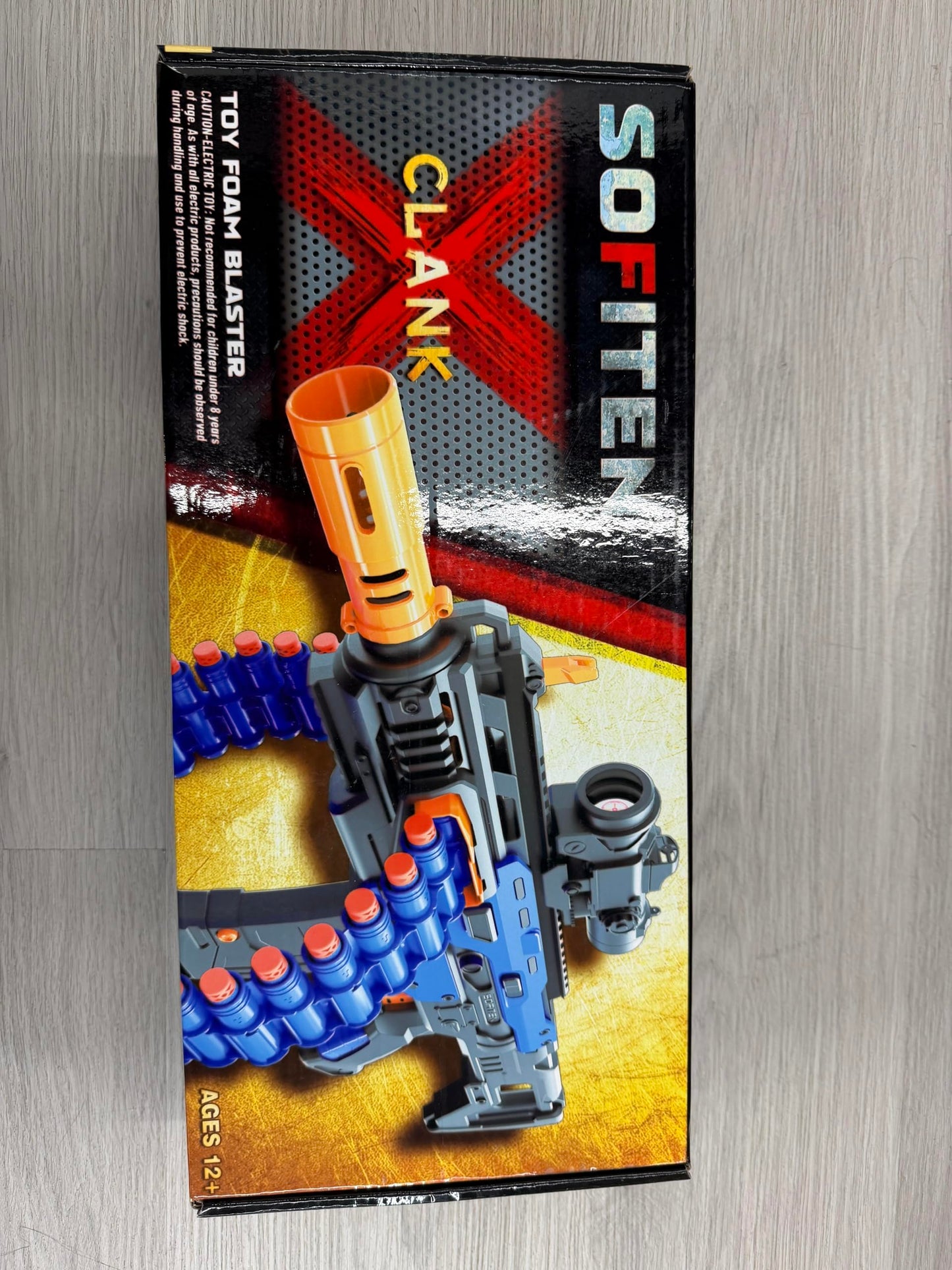 SOFITEN Electric Automatic Toy Gun with Scope – 30-Dart Drum & 100 Foam Darts