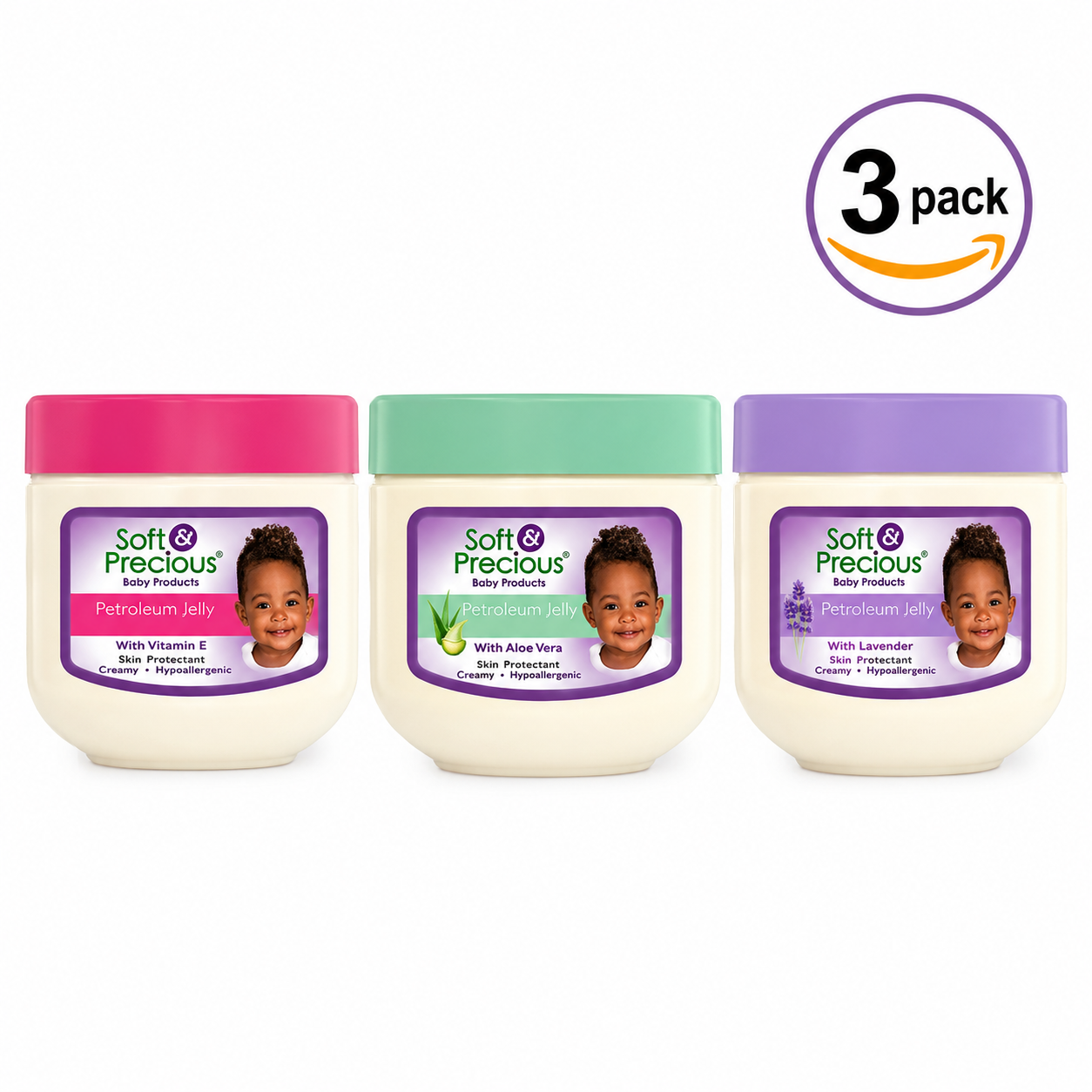 Soft & Precious Petroleum Baby Jelly – Paediatrically Approved Gentle Skin Protection for Babies 250 ml/8.45 oz (Pack of 3)