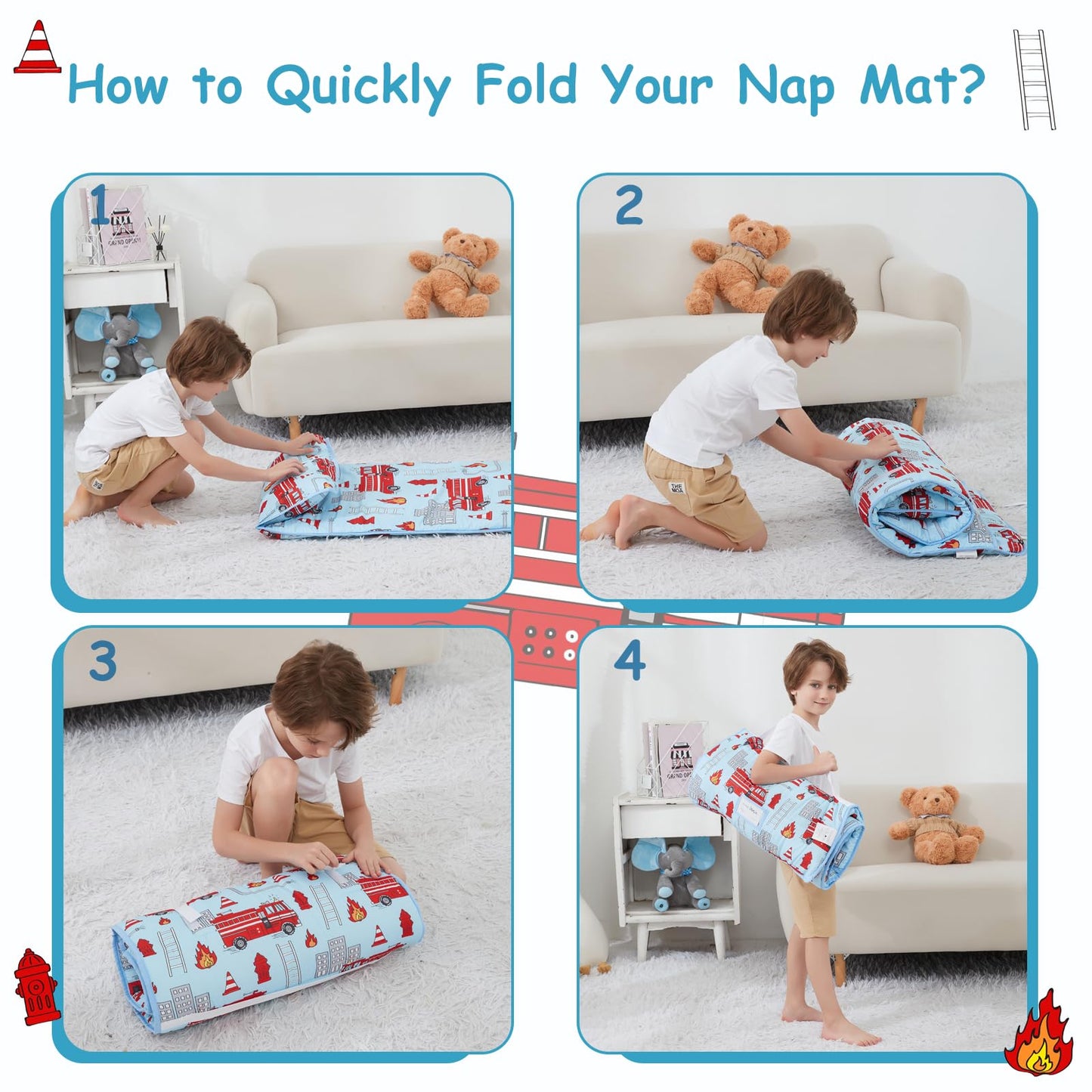 Softan Toddler Nap Mat with Pillow & Minky Blanket | All-in-One Kids Sleeping Bag