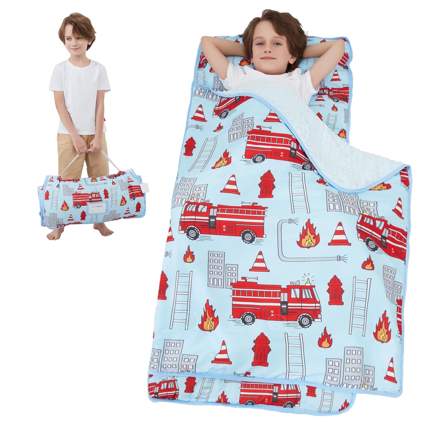 Softan Toddler Nap Mat with Pillow & Minky Blanket | All-in-One Kids Sleeping Bag