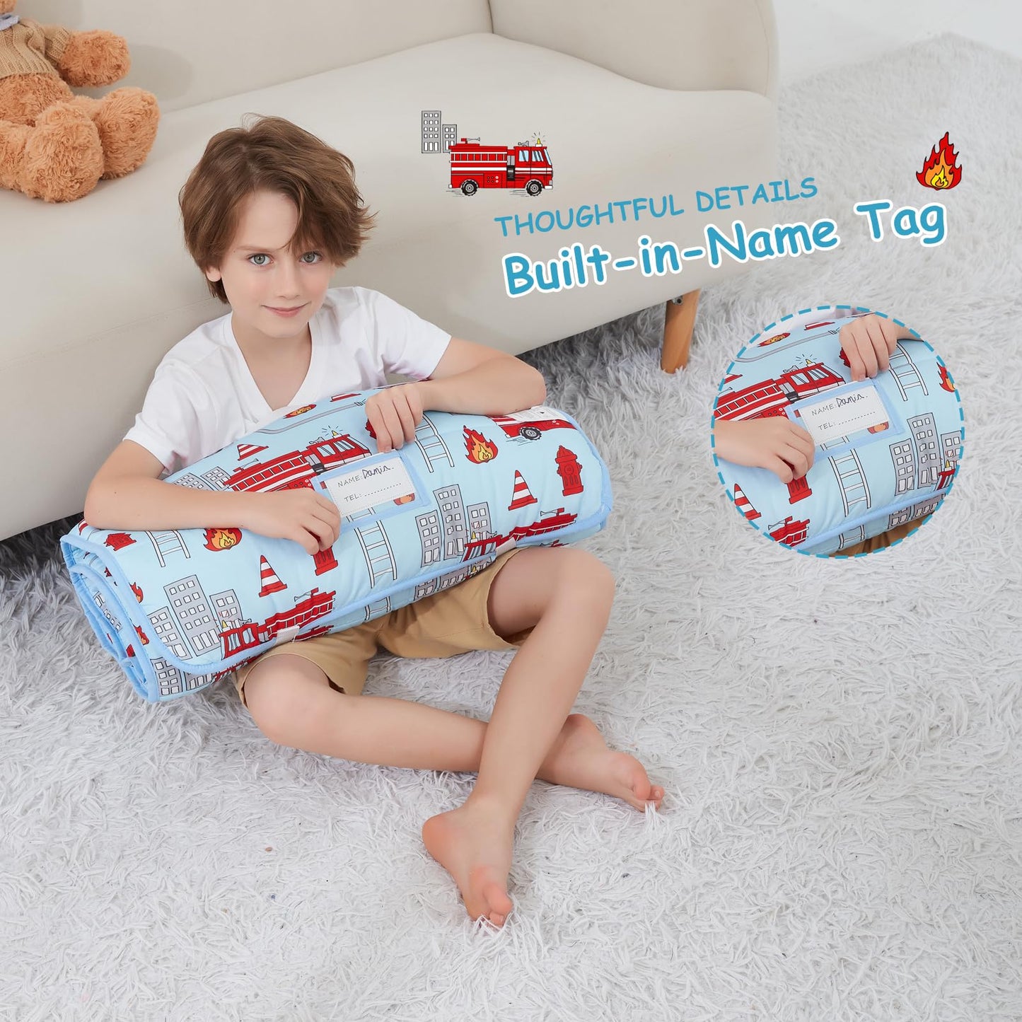 Softan Toddler Nap Mat with Pillow & Minky Blanket | All-in-One Kids Sleeping Bag