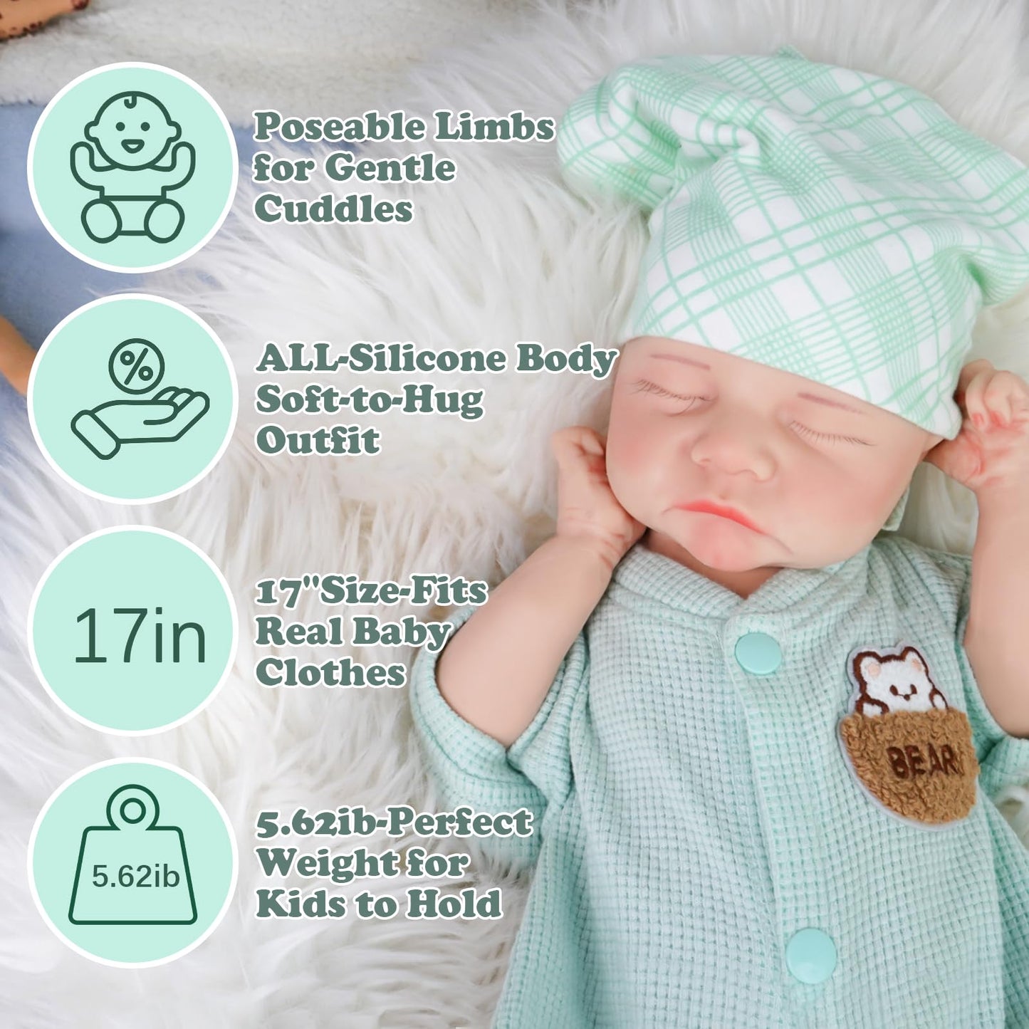 SOFTMARY Lifelike Reborn Baby Doll Boy – 17-Inch Full Silicone Newborn Doll with Gift Box