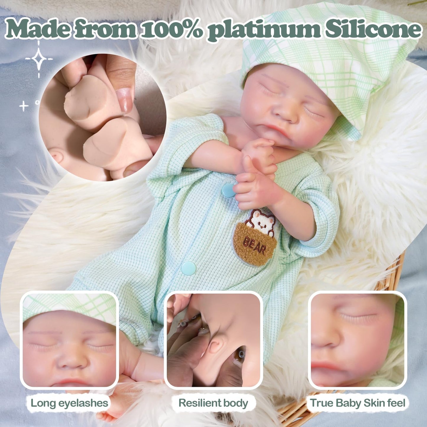SOFTMARY Lifelike Reborn Baby Doll Boy – 17-Inch Full Silicone Newborn Doll with Gift Box