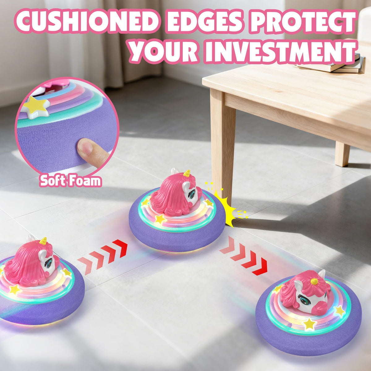 SOGAWEBB Hover Soccer Ball for Kids – Unicorn Lights & Music for Indoor Fun (Ages 4–12)