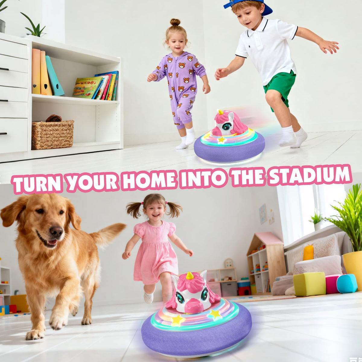 SOGAWEBB Hover Soccer Ball for Kids – Unicorn Lights & Music for Indoor Fun (Ages 4–12)