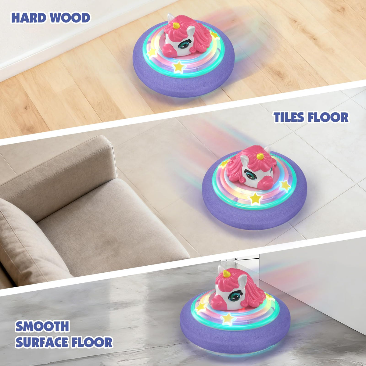 SOGAWEBB Hover Soccer Ball for Kids – Unicorn Lights & Music for Indoor Fun (Ages 4–12)