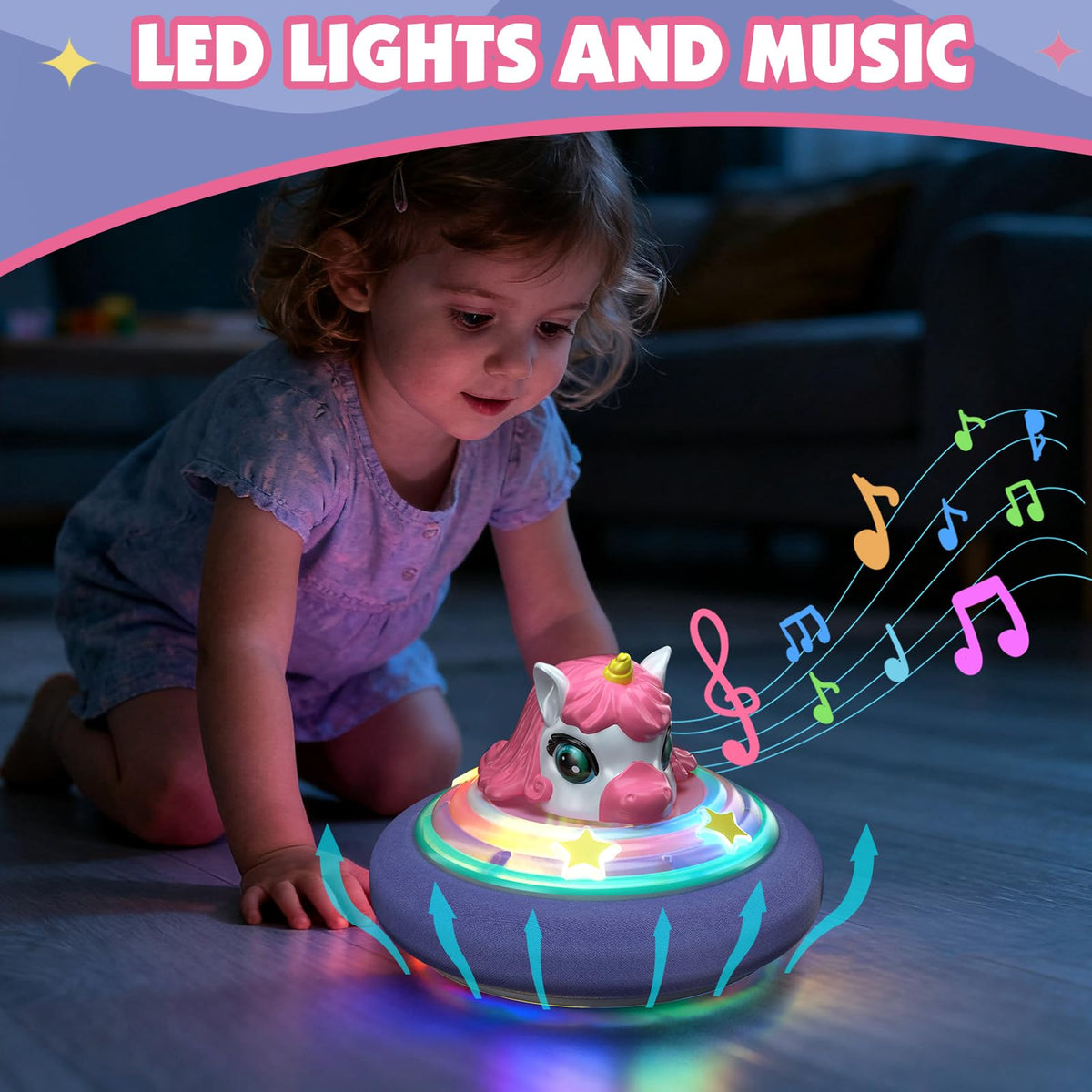 SOGAWEBB Hover Soccer Ball for Kids – Unicorn Lights & Music for Indoor Fun (Ages 4–12)