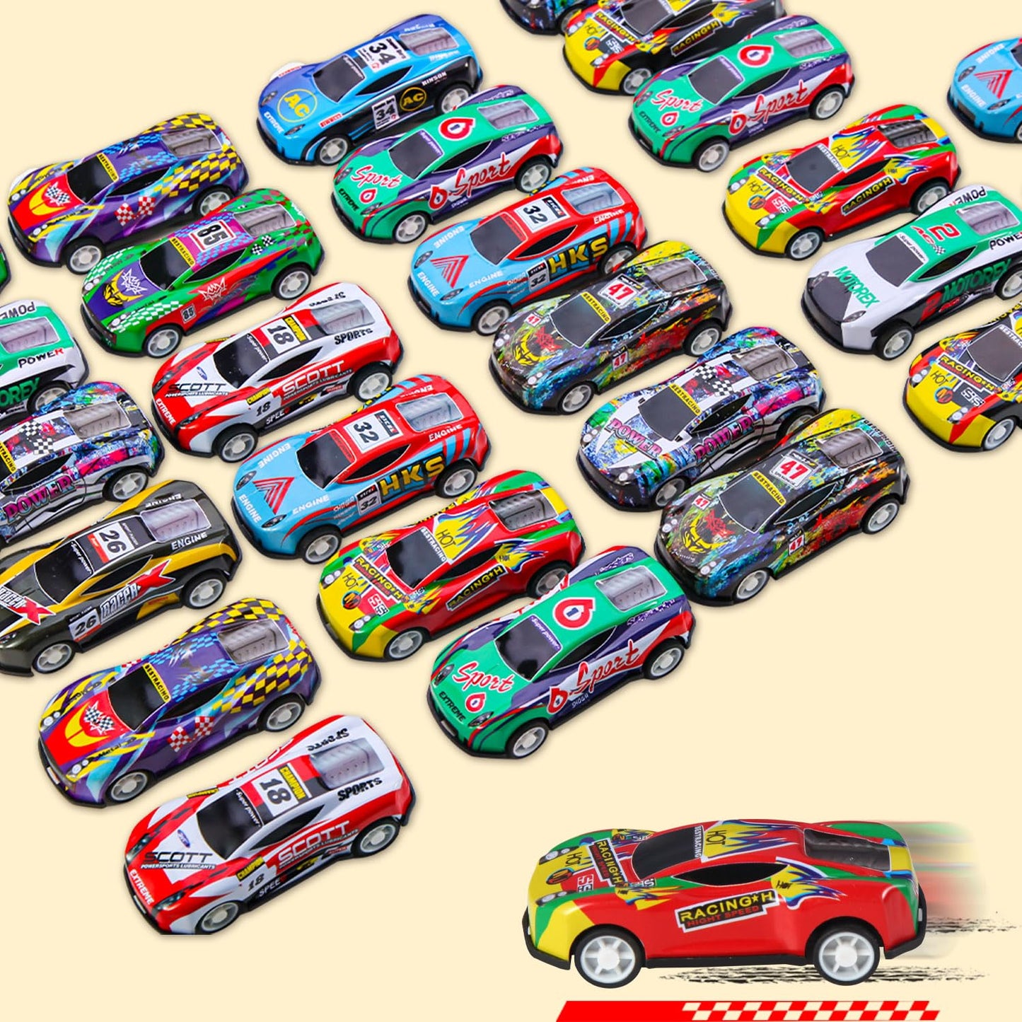 soi-meme 30 Pack Pull Back Cars for Kids – Battery-Free Mini Race Cars for Party Favors & Classroom Prizes