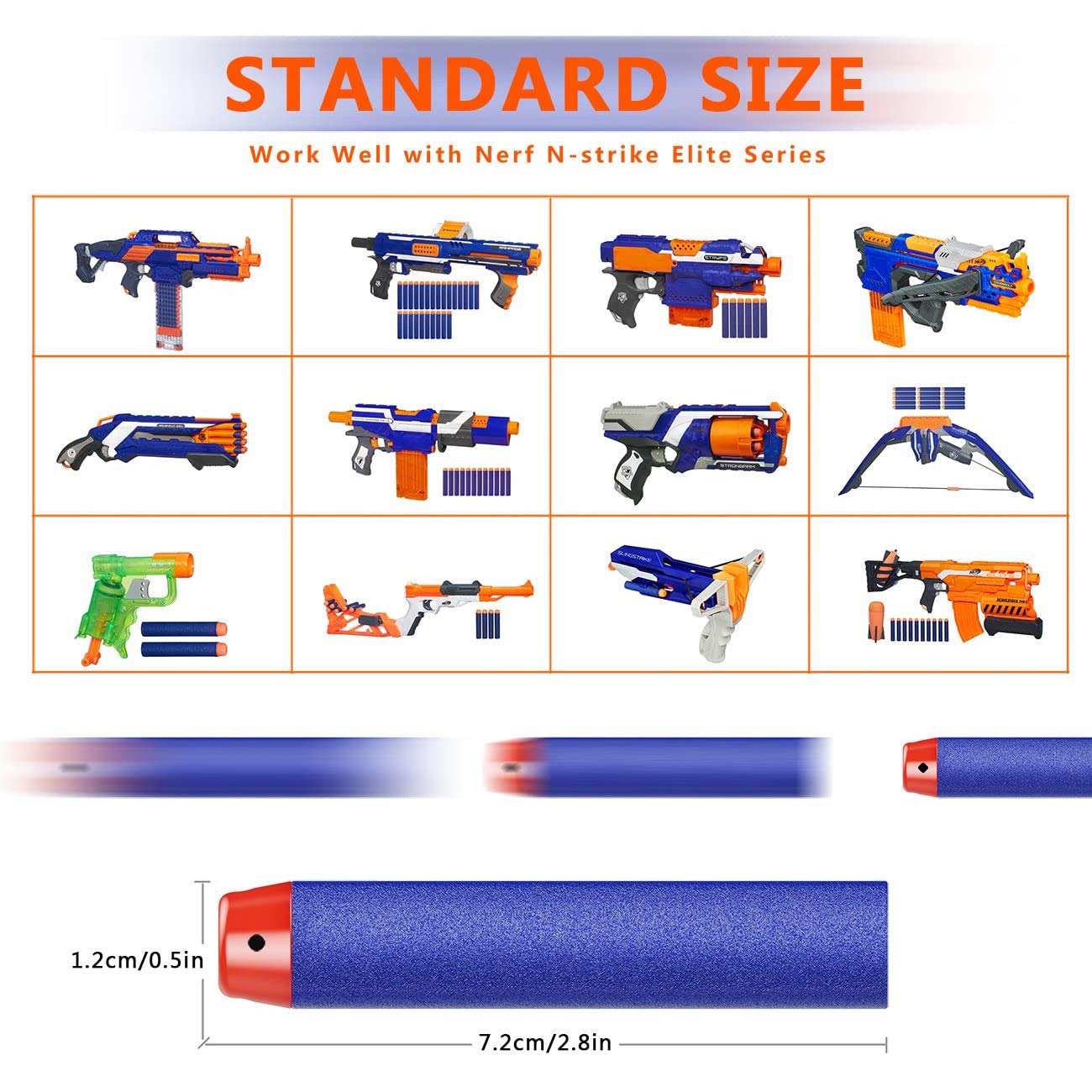 SOJUFOG Refill Darts 100 Blue Foam Bullets for Nerf N-Strike Elite