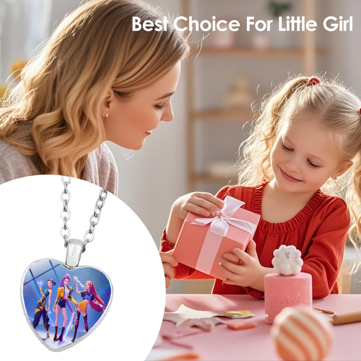 Solaviya Korea Pop Necklace | Colorful Heart Sweater Chain for K-pop & Movie Fans