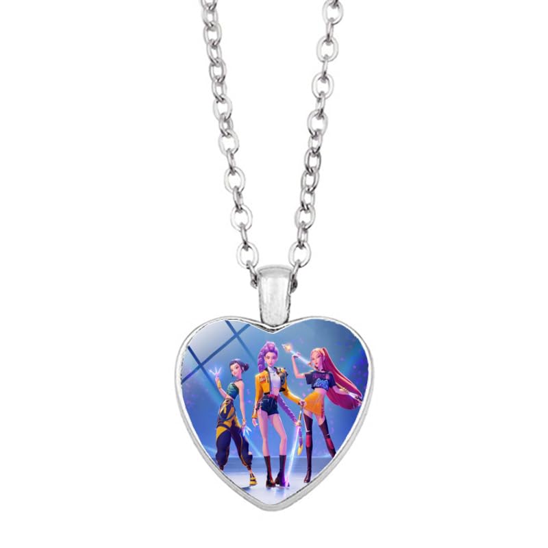 Solaviya Korea Pop Necklace | Colorful Heart Sweater Chain for K-pop & Movie Fans