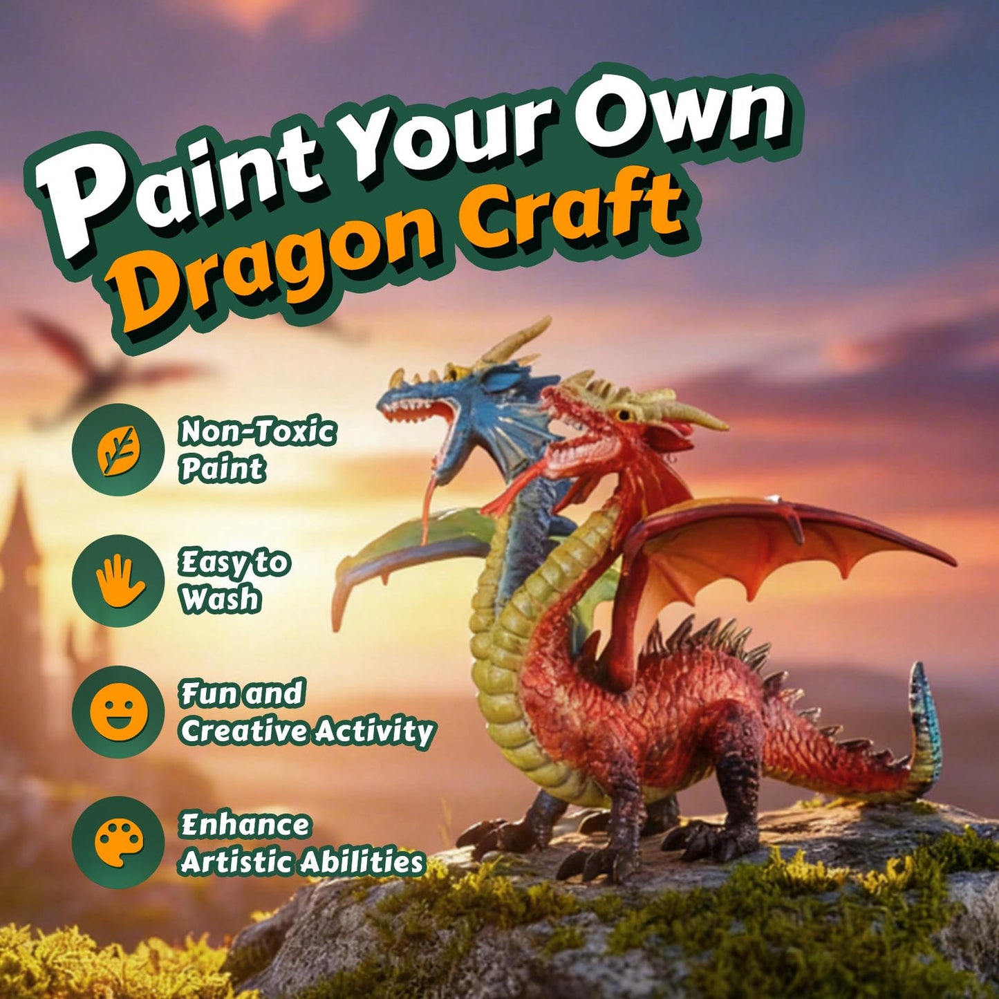 SOLDAY Dragon Toys Painting Kit for Kids – Paint Your Own Dragon Figurines | Creative Art Set