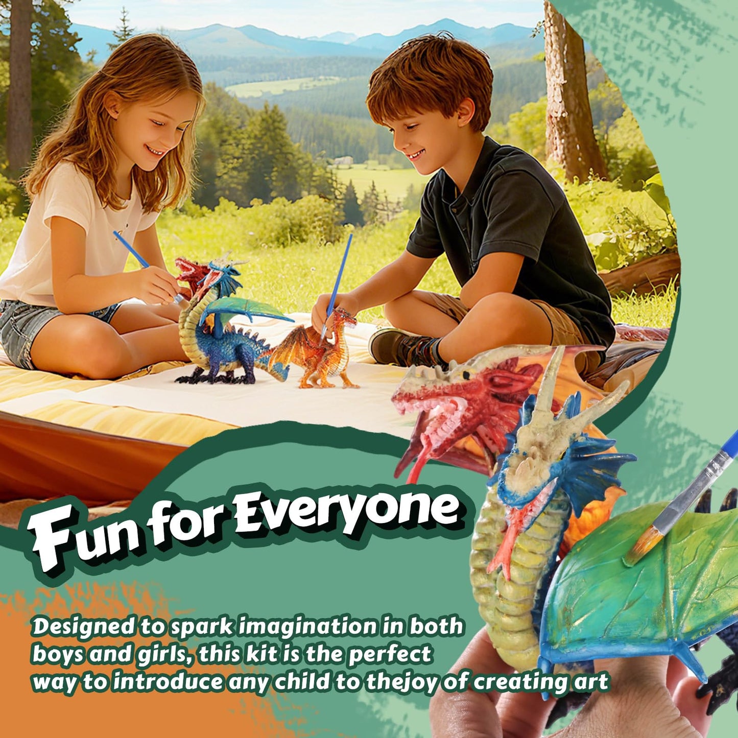 SOLDAY Dragon Toys Painting Kit for Kids – Paint Your Own Dragon Figurines | Creative Art Set