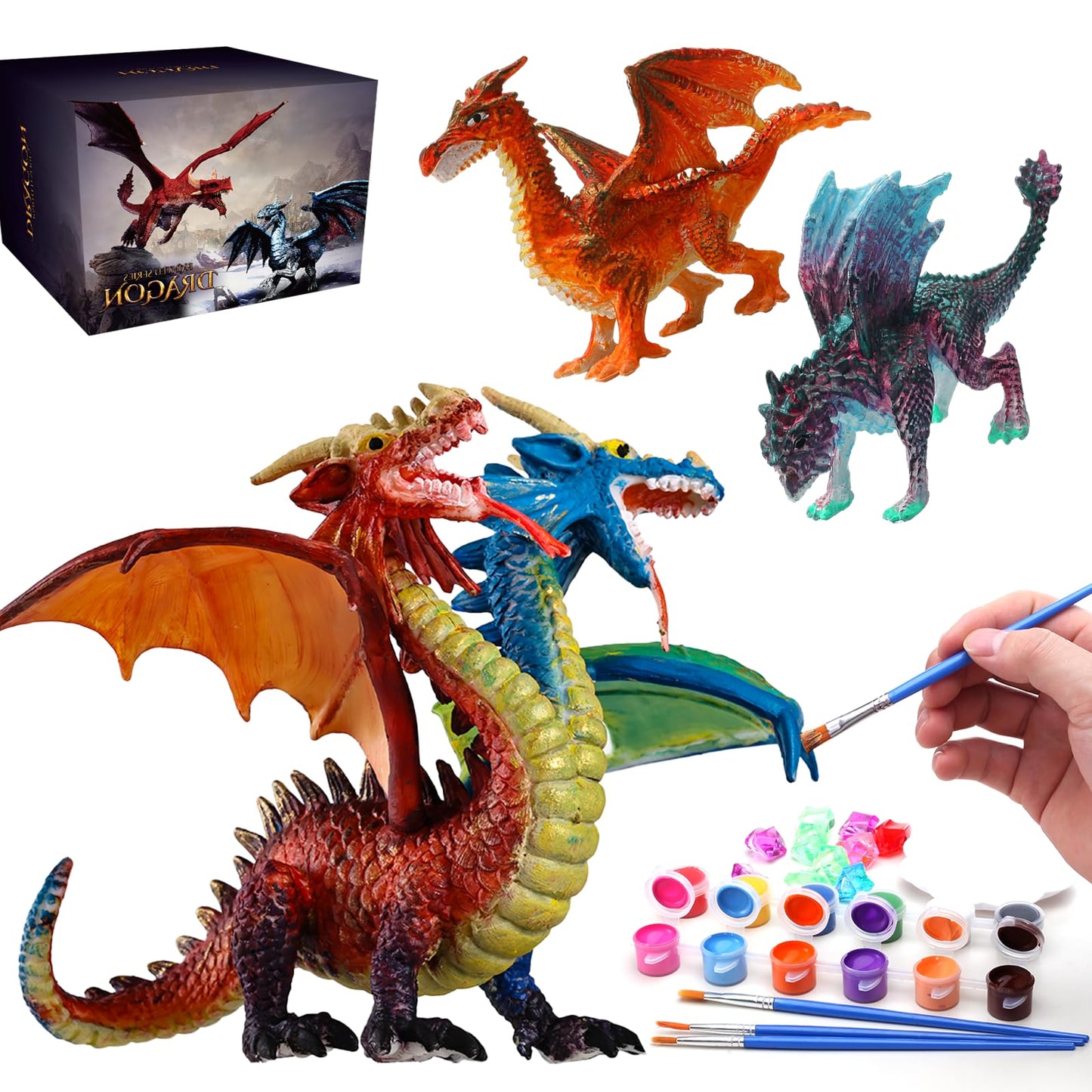 SOLDAY Dragon Toys Painting Kit for Kids – Paint Your Own Dragon Figurines | Creative Art Set