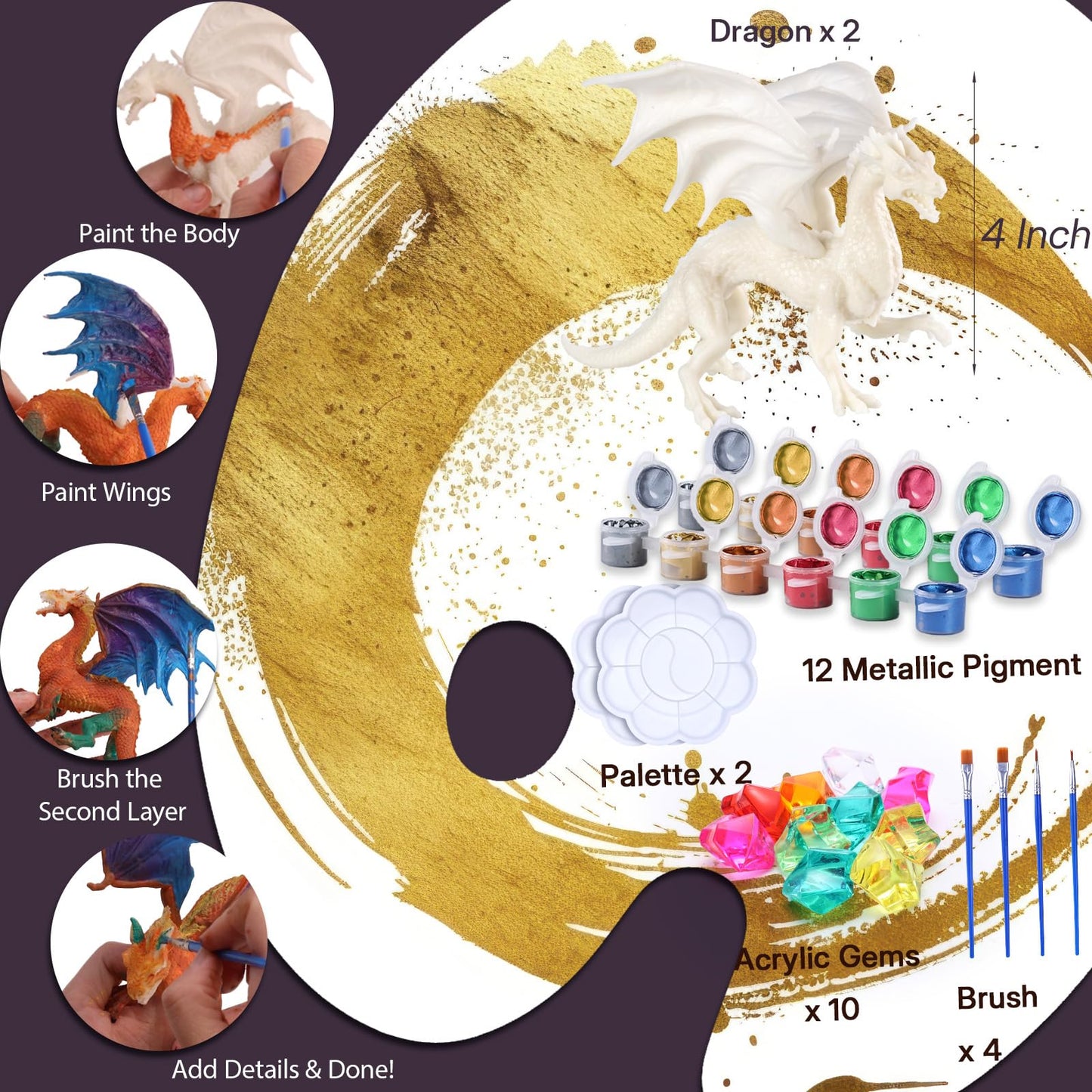 SOLDAY Dragon Toys Painting Kit – Paint Your Own Dragon Figurines (Ages 3-12)