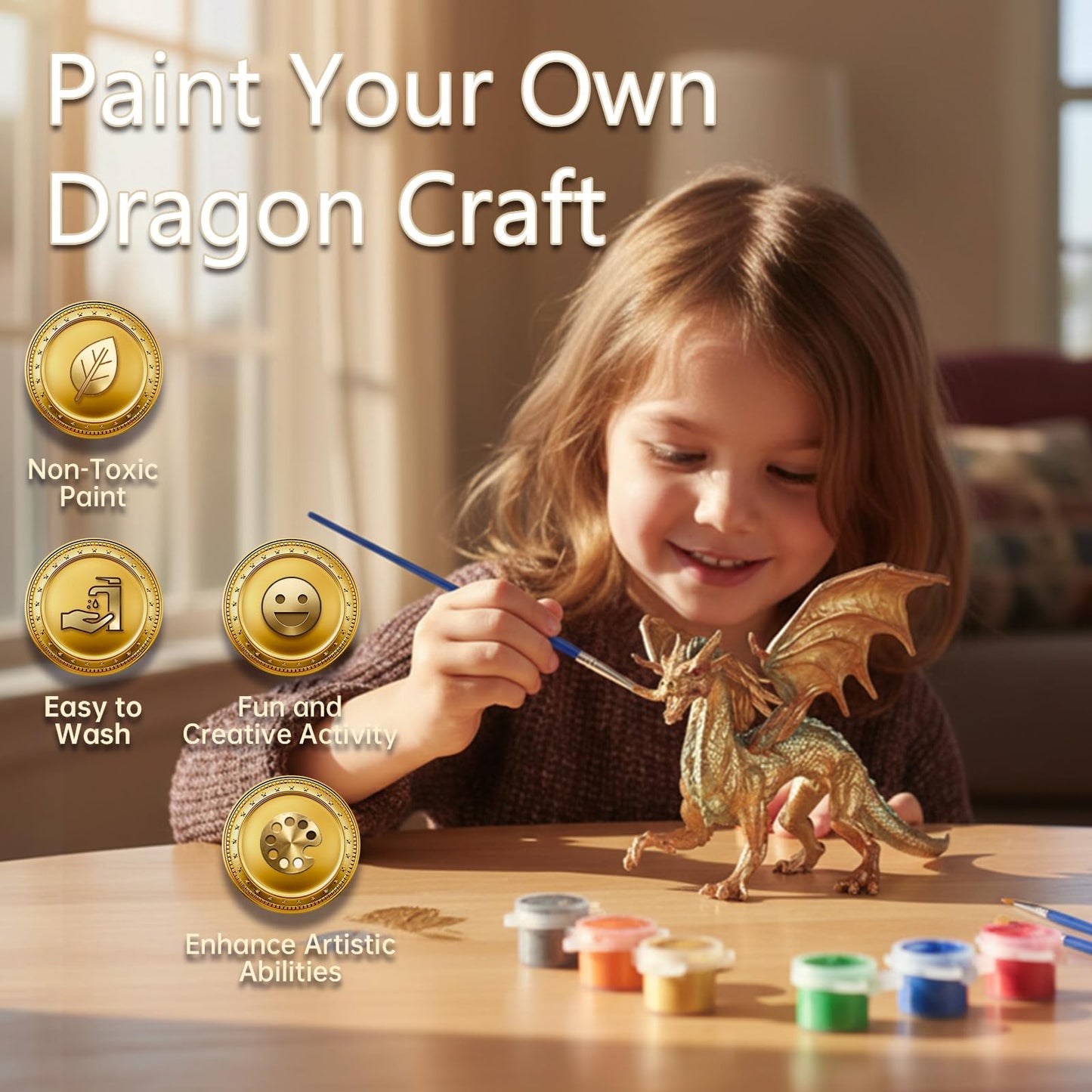 SOLDAY Dragon Toys Painting Kit – Paint Your Own Dragon Figurines (Ages 3-12)