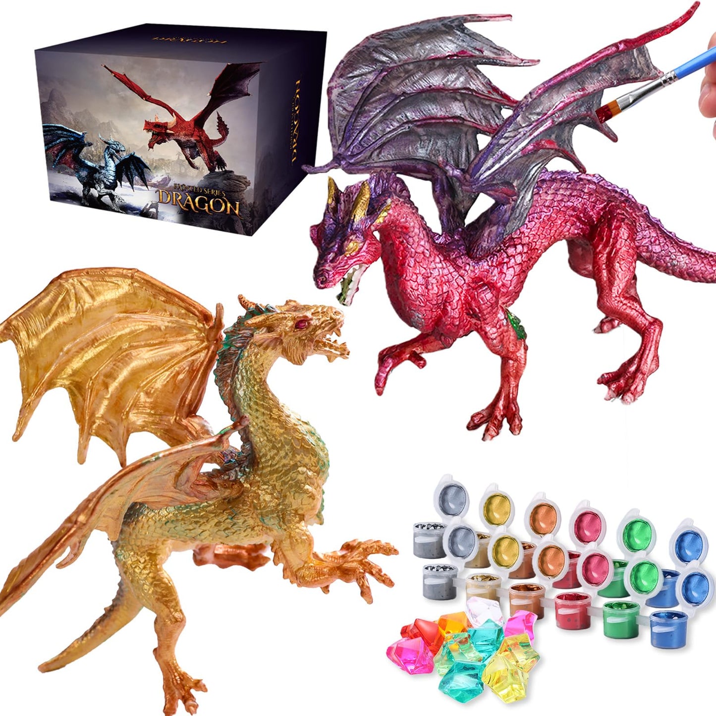 SOLDAY Dragon Toys Painting Kit – Paint Your Own Dragon Figurines (Ages 3-12)