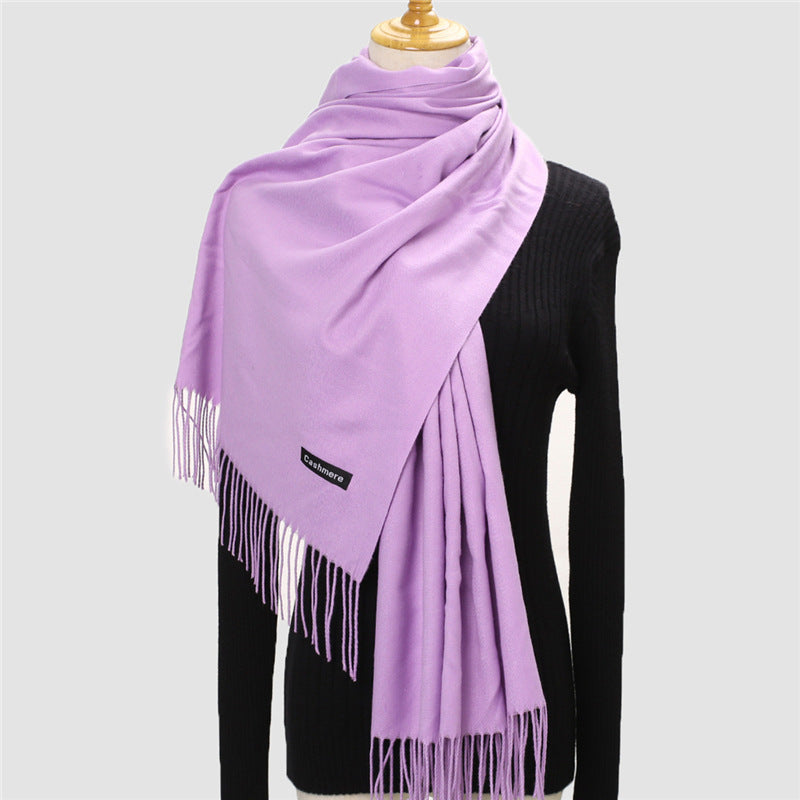 Luxury Solid Colour Tassel Scarf | Imitation Cashmere Shawl - Neomodest