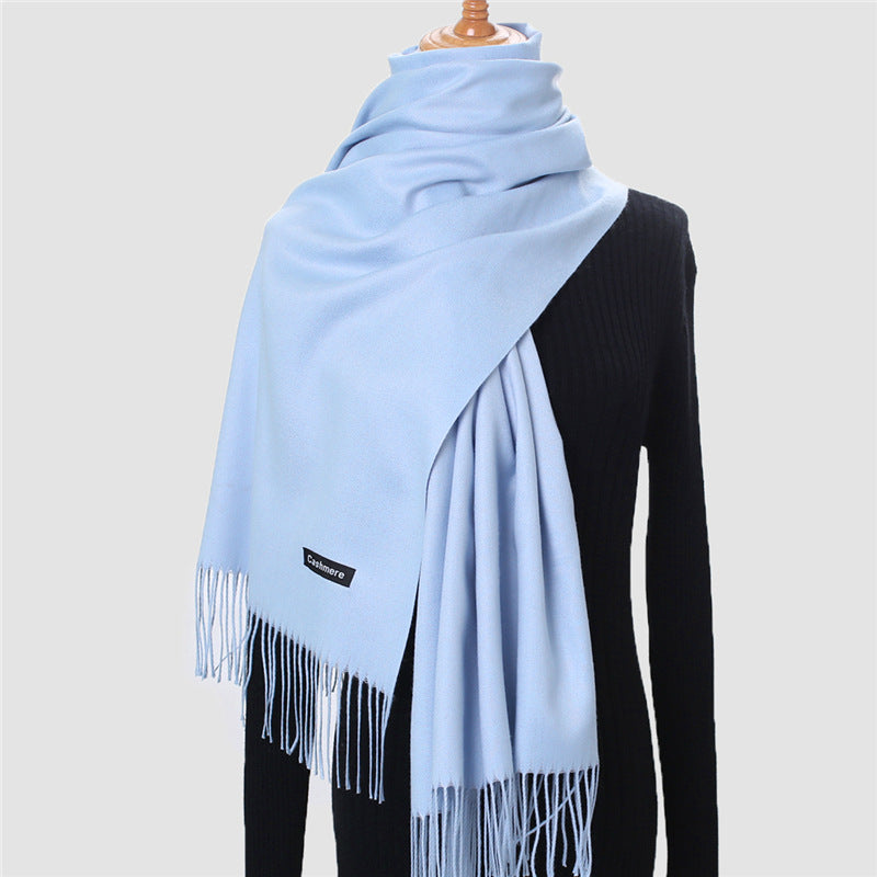Luxury Solid Colour Tassel Scarf | Imitation Cashmere Shawl - Neomodest