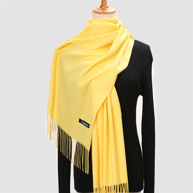 Luxury Solid Colour Tassel Scarf | Imitation Cashmere Shawl - Neomodest