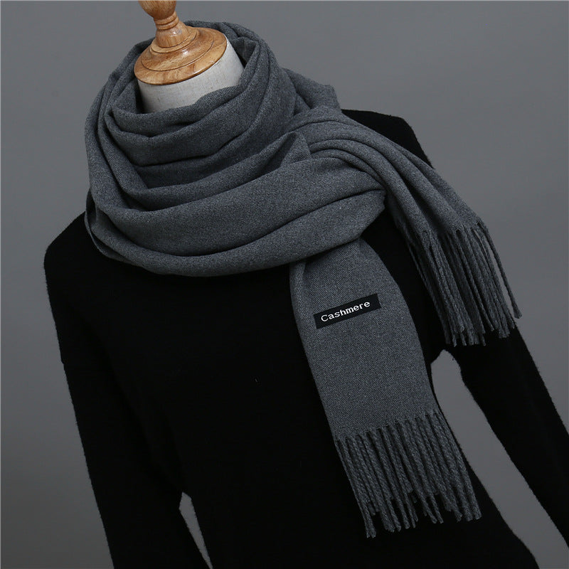 Luxury Solid Colour Tassel Scarf | Imitation Cashmere Shawl - Neomodest
