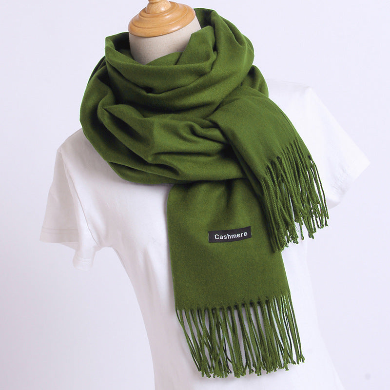 Luxury Solid Colour Tassel Scarf | Imitation Cashmere Shawl - Neomodest