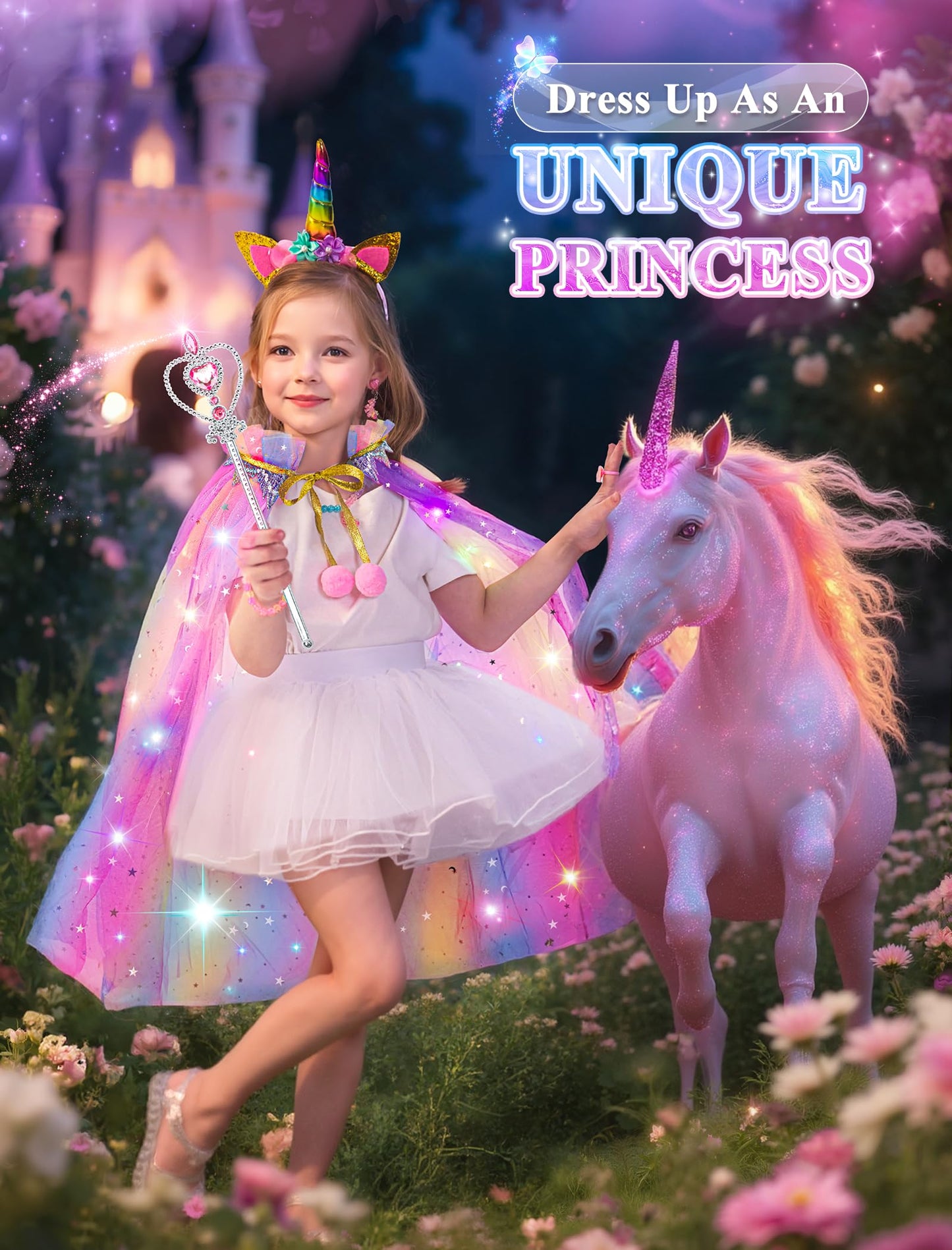 SOLIEHOO Unicorn Toys for Girls 3-6 | Walking, Talking, Singing Interactive Plush with Light-Up Cape