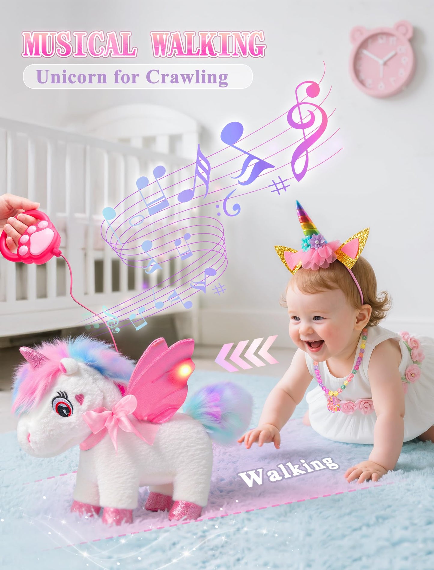 SOLIEHOO Unicorn Toys for Girls 3-6 | Walking, Talking, Singing Interactive Plush with Light-Up Cape