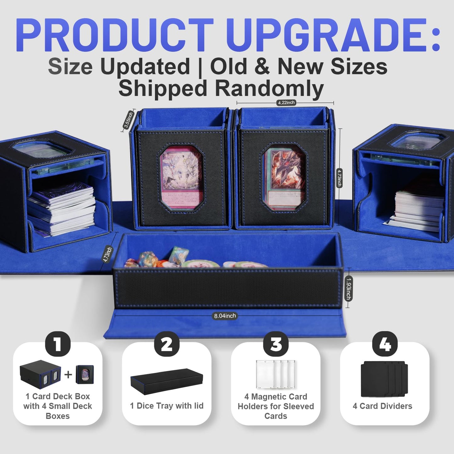 Solisifime Trading Card Storage Box with Commander Display — 5-in-1 Deck Box for MTG, TCG & Sports Cards (Holds Up to 400 Double-Sleeved Cards)