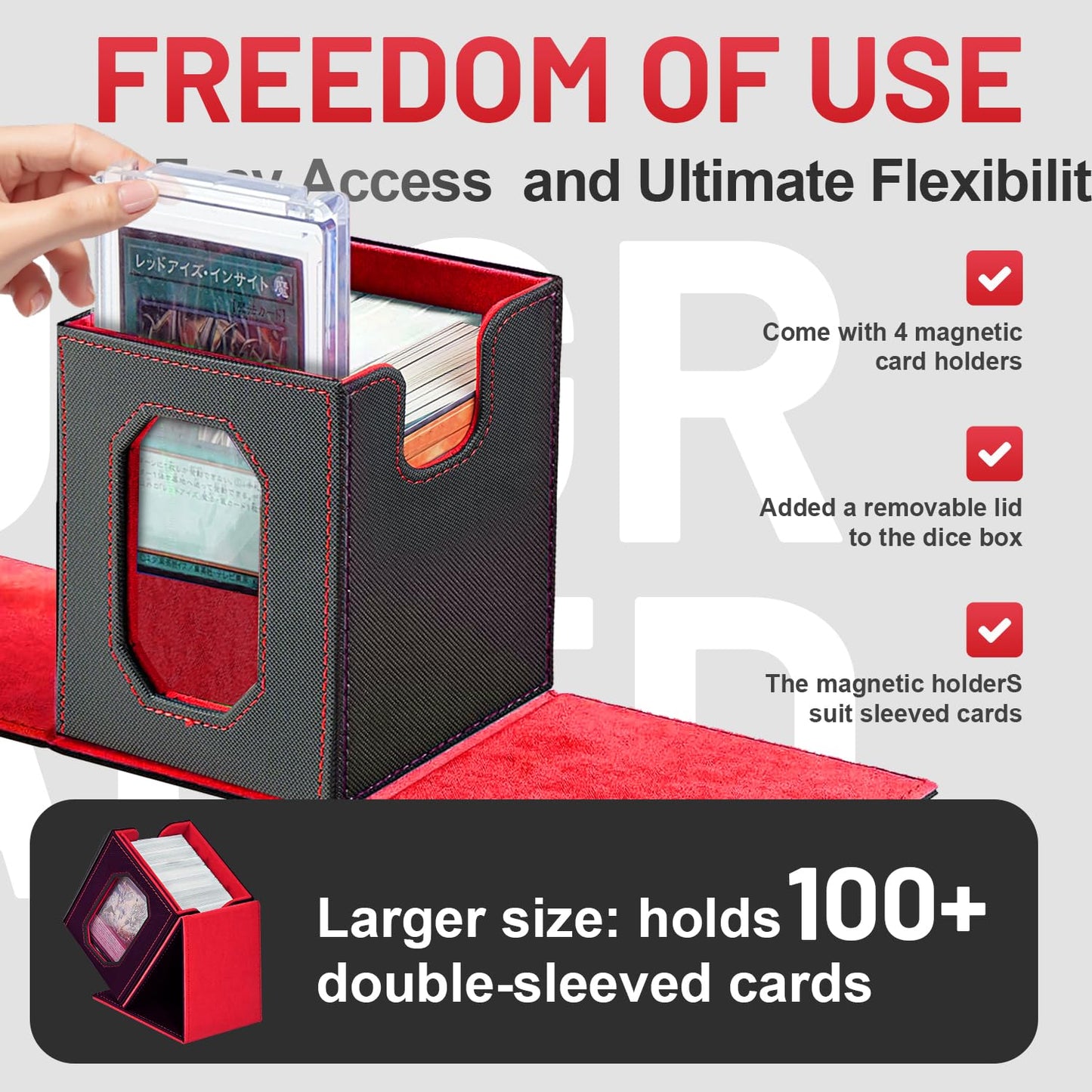 Solisifime Trading Card Storage Box with Commander Display — 5-in-1 Deck Box, Holds 400+ Double-Sleeved Cards