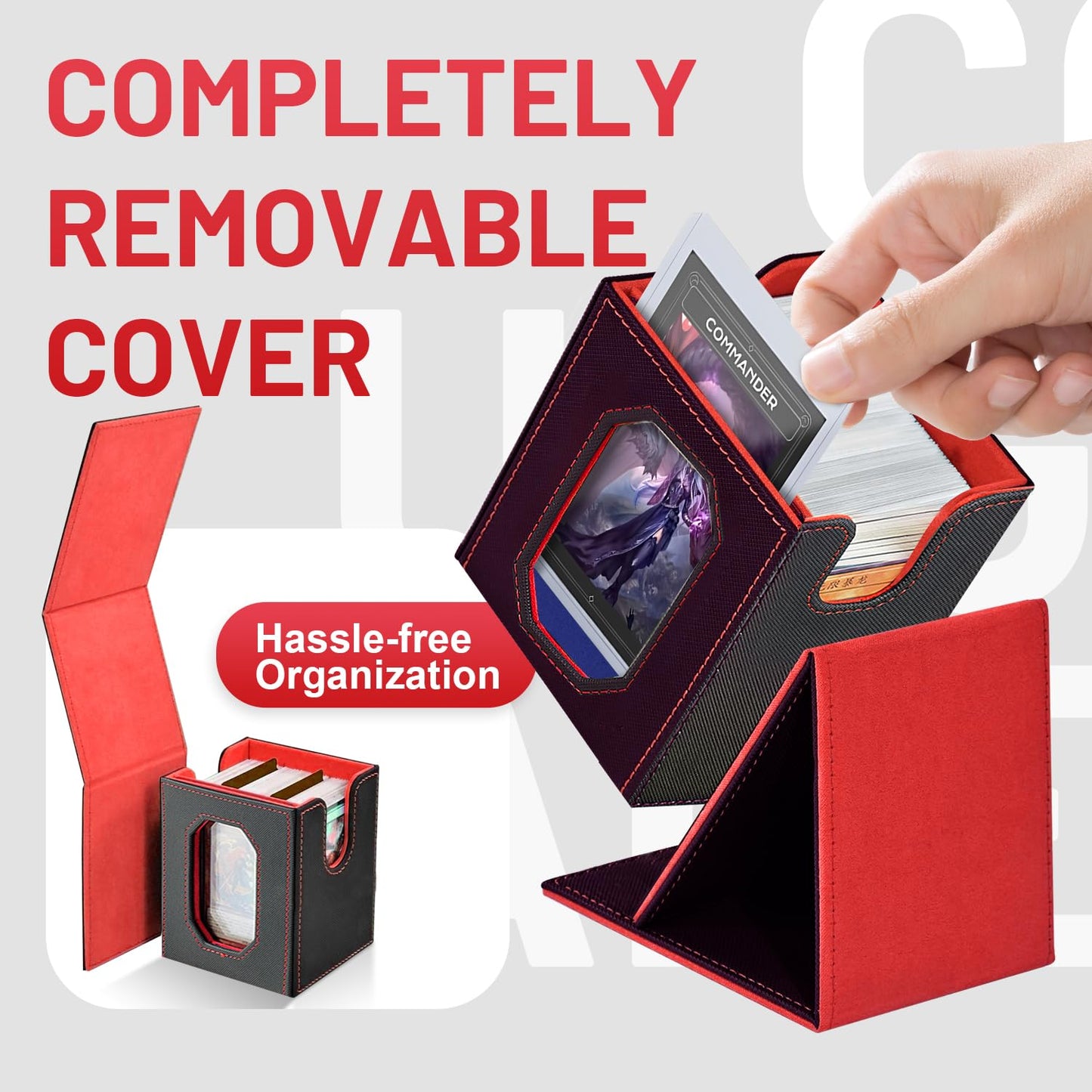Solisifime Trading Card Storage Box with Commander Display — 5-in-1 Deck Box, Holds 400+ Double-Sleeved Cards