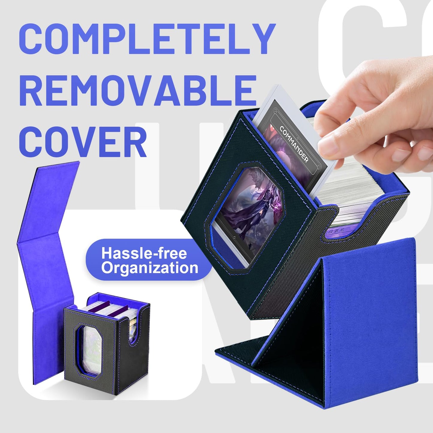 Solisifime Trading Card Storage Box with Commander Display — 5-in-1 Deck Box for MTG, TCG & Sports Cards (Holds Up to 400 Double-Sleeved Cards)