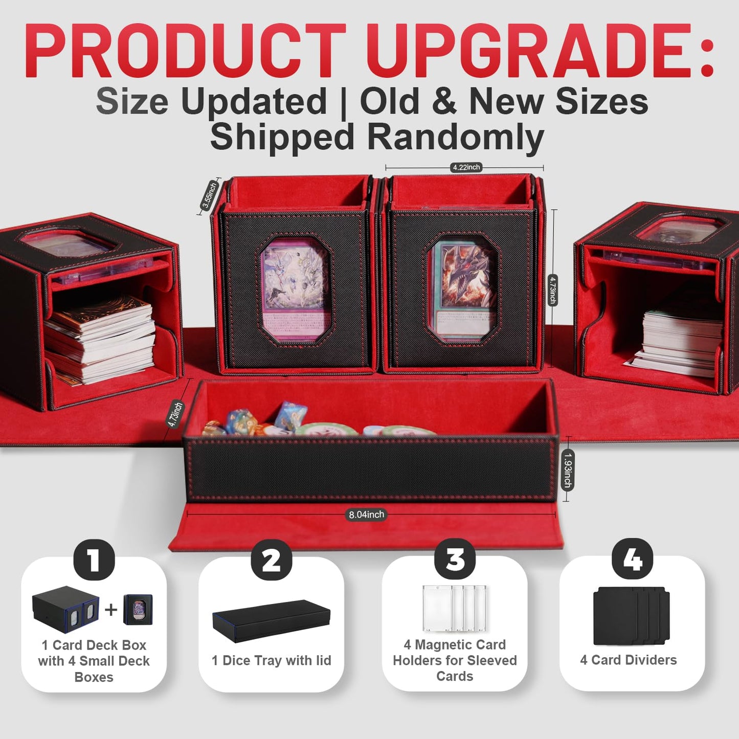 Solisifime Trading Card Storage Box with Commander Display — 5-in-1 Deck Box, Holds 400+ Double-Sleeved Cards