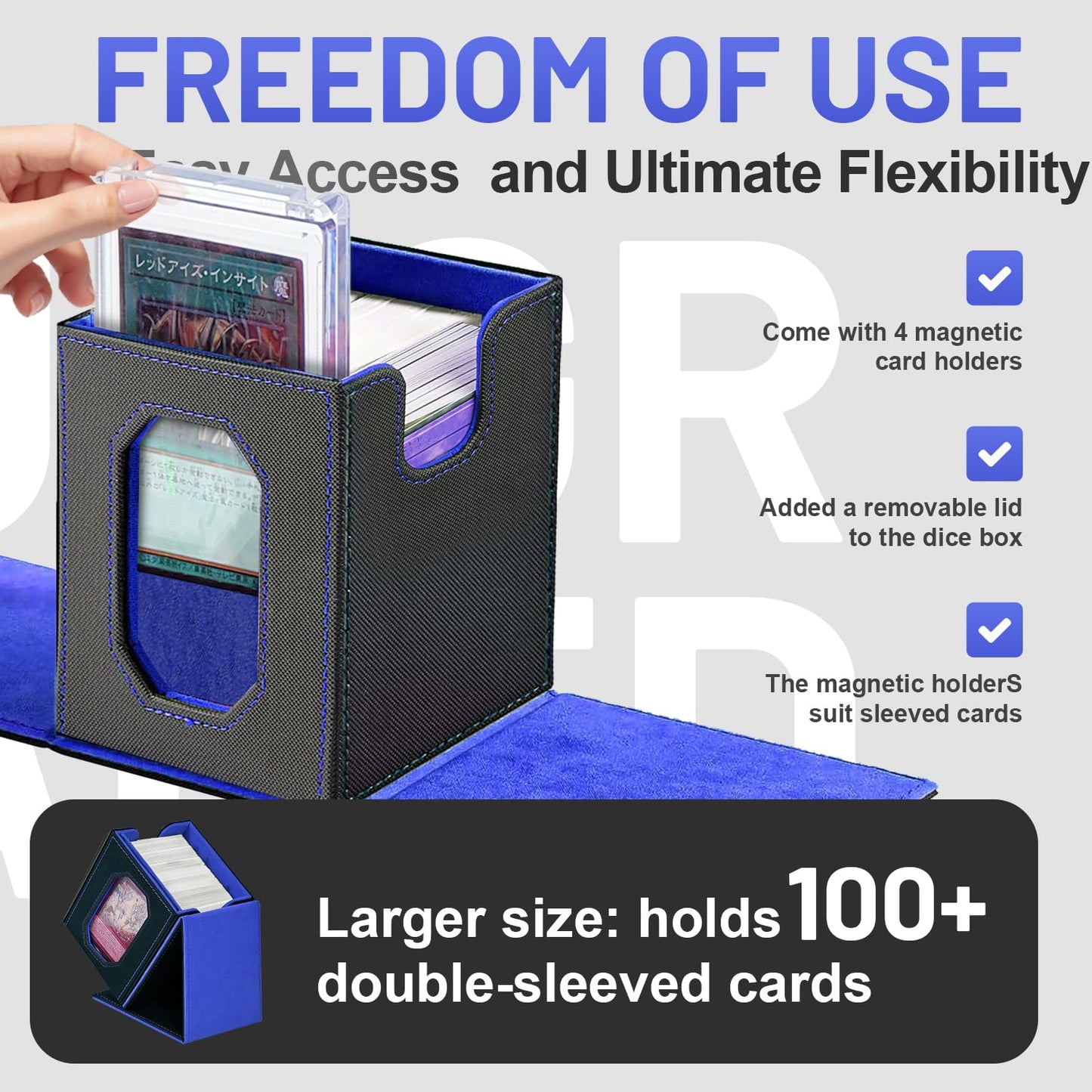 Solisifime Trading Card Storage Box with Commander Display — 5-in-1 Deck Box for MTG, TCG & Sports Cards (Holds Up to 400 Double-Sleeved Cards)