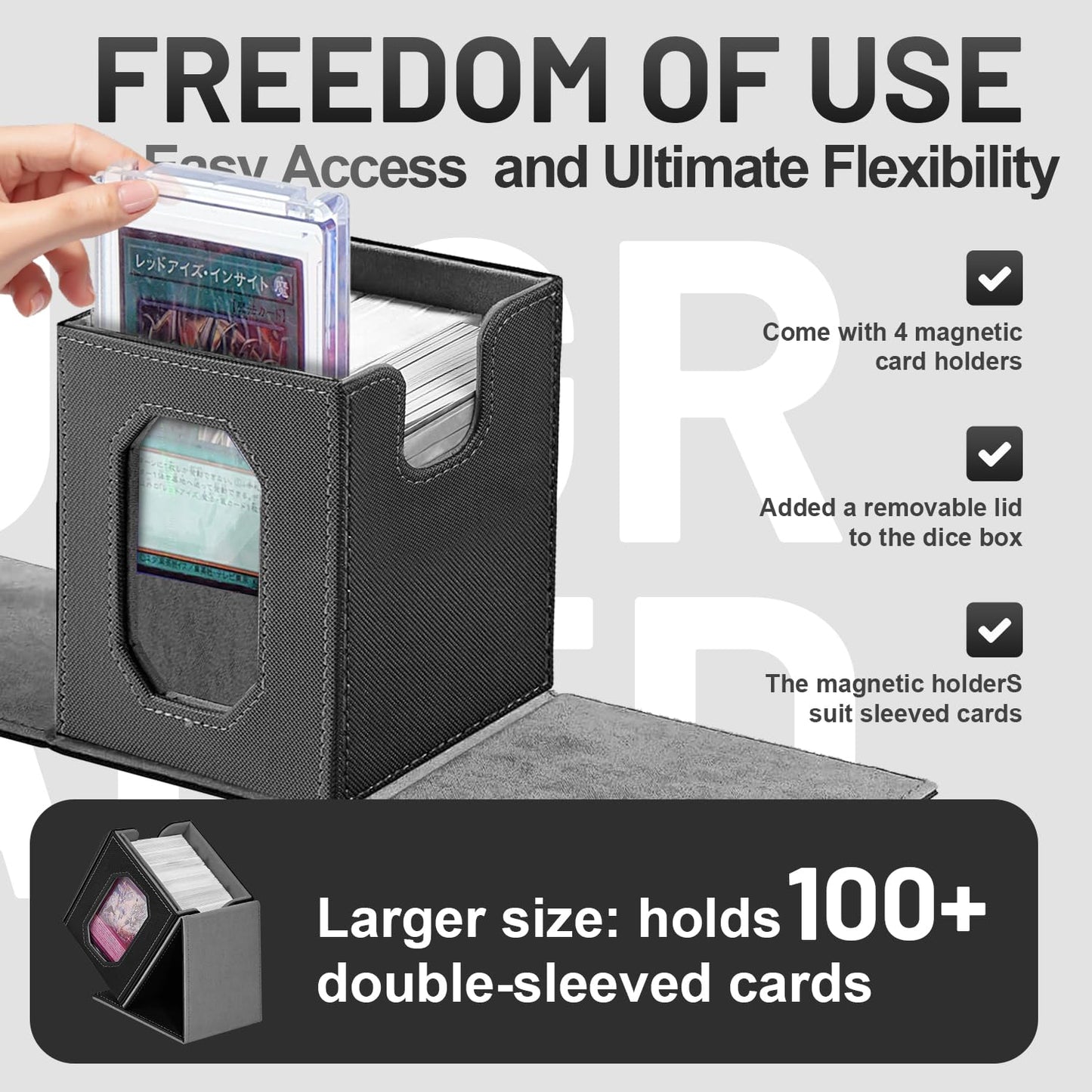 Solisifime Trading Card Storage Box with Commander Display – 5-in-1 MTG/TCG & Sports Card Organizer